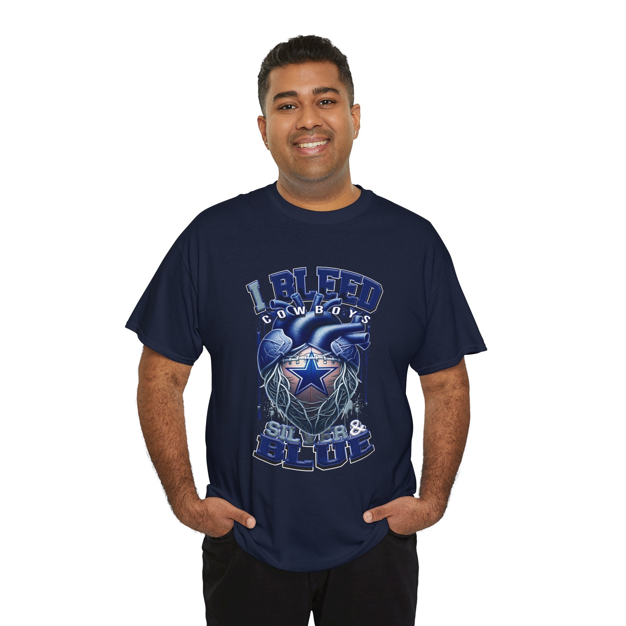 I Bleed Silver & Blue T-Shirt — Dallas Cowboys Football Fan Tee