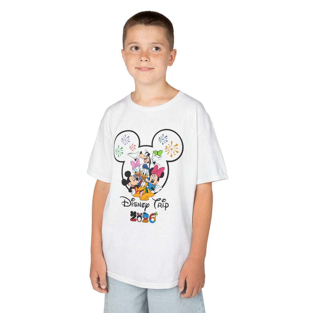 Kids Disney Trip 2026 T-Shirt — Mickey Head with Friends