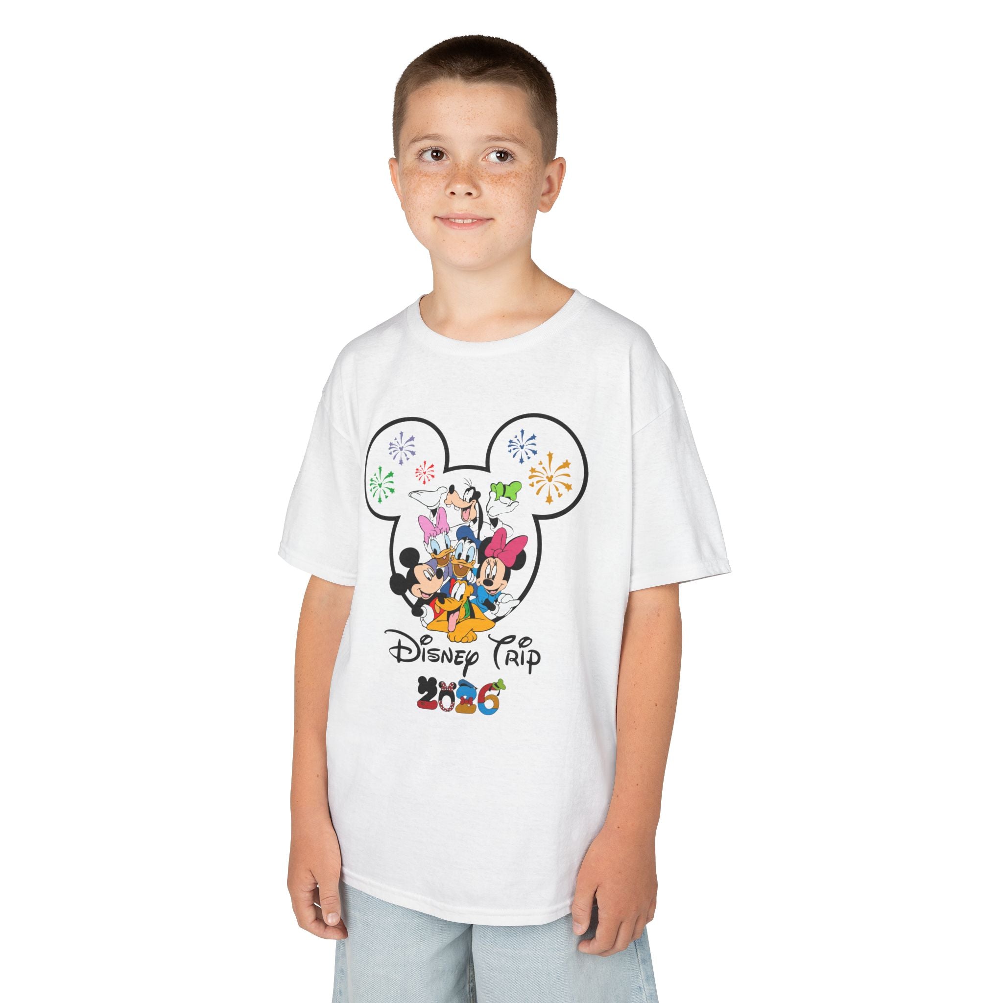 Kids Disney Trip 2026 T-Shirt — Mickey Head with Friends