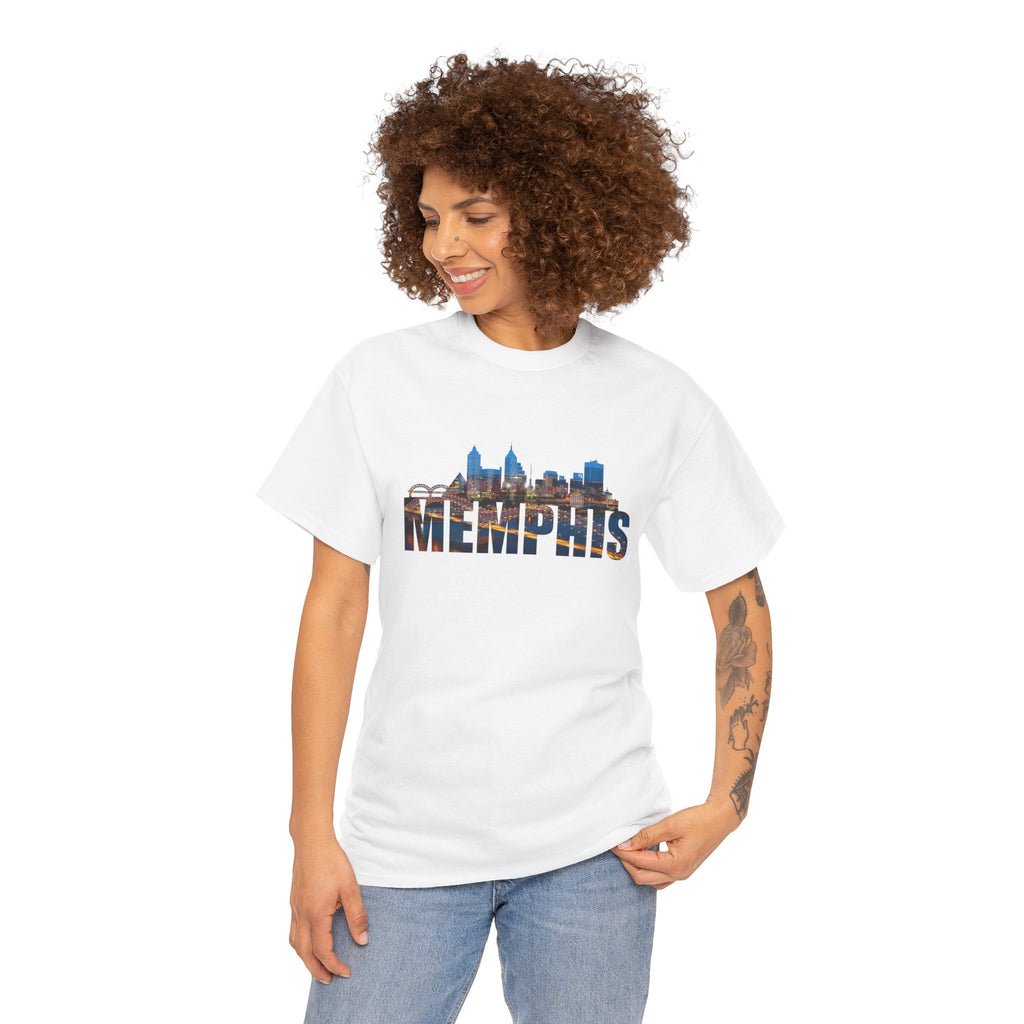 Memphis Skyline T-Shirt — Cityscape Graphic Tee with 'MEMPHIS' Text