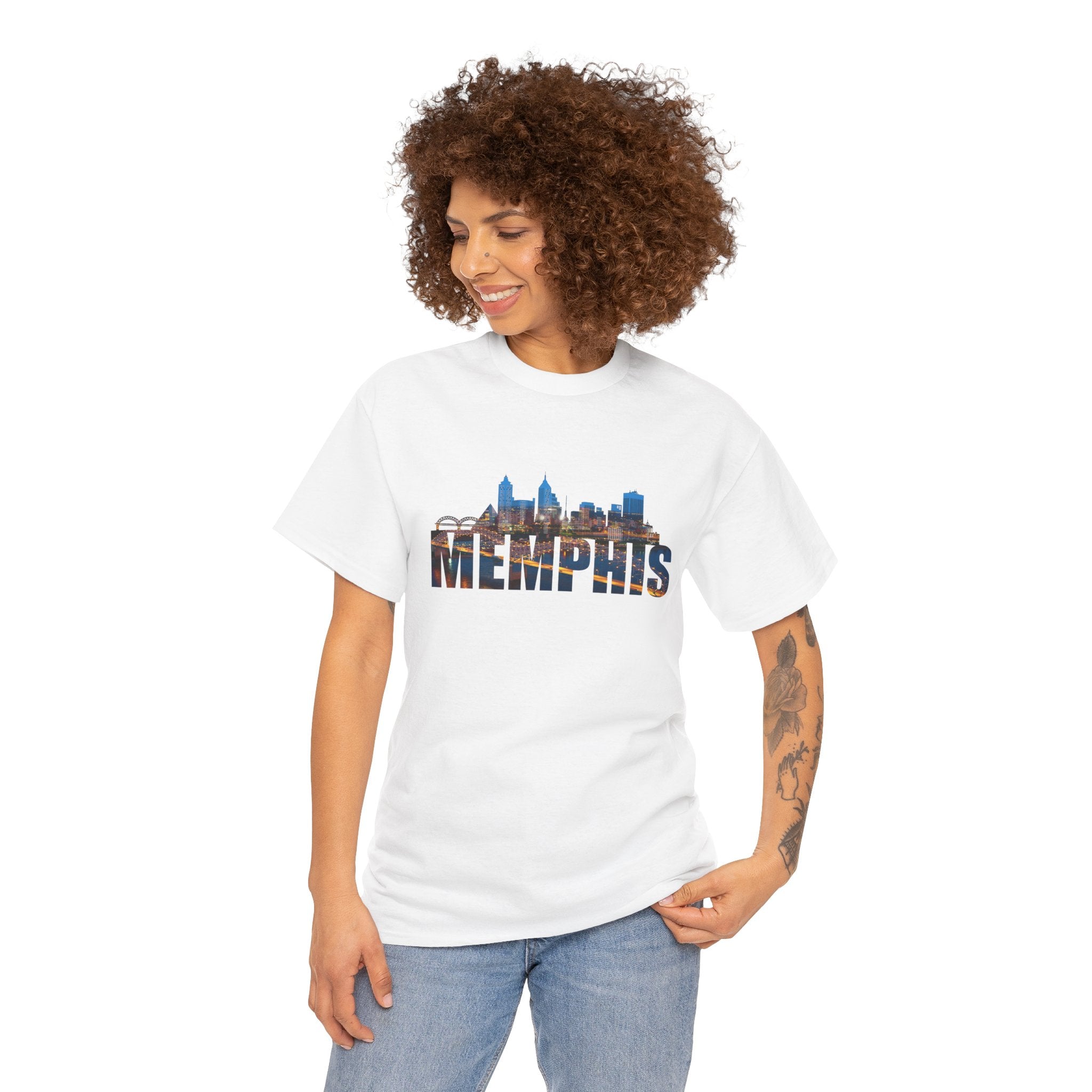 Memphis Skyline T-Shirt — Cityscape Graphic Tee with 'MEMPHIS' Text