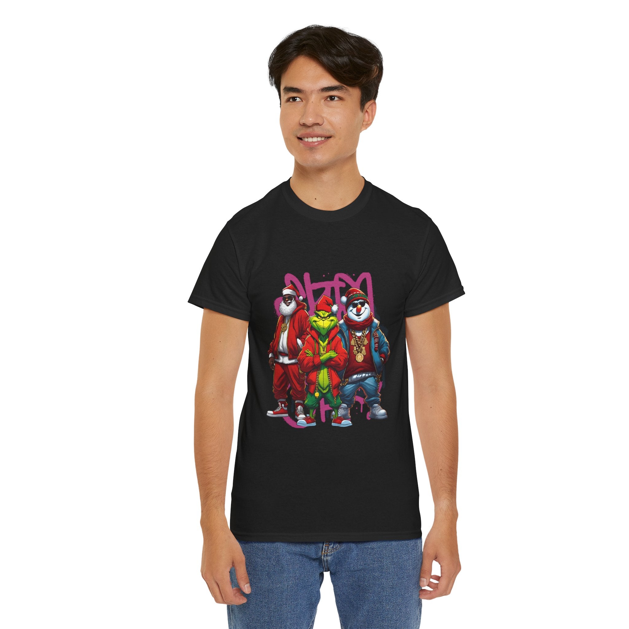 Christmas Hip-Hop Character T-Shirt — Santa, Grinch & Snowman Streetwear