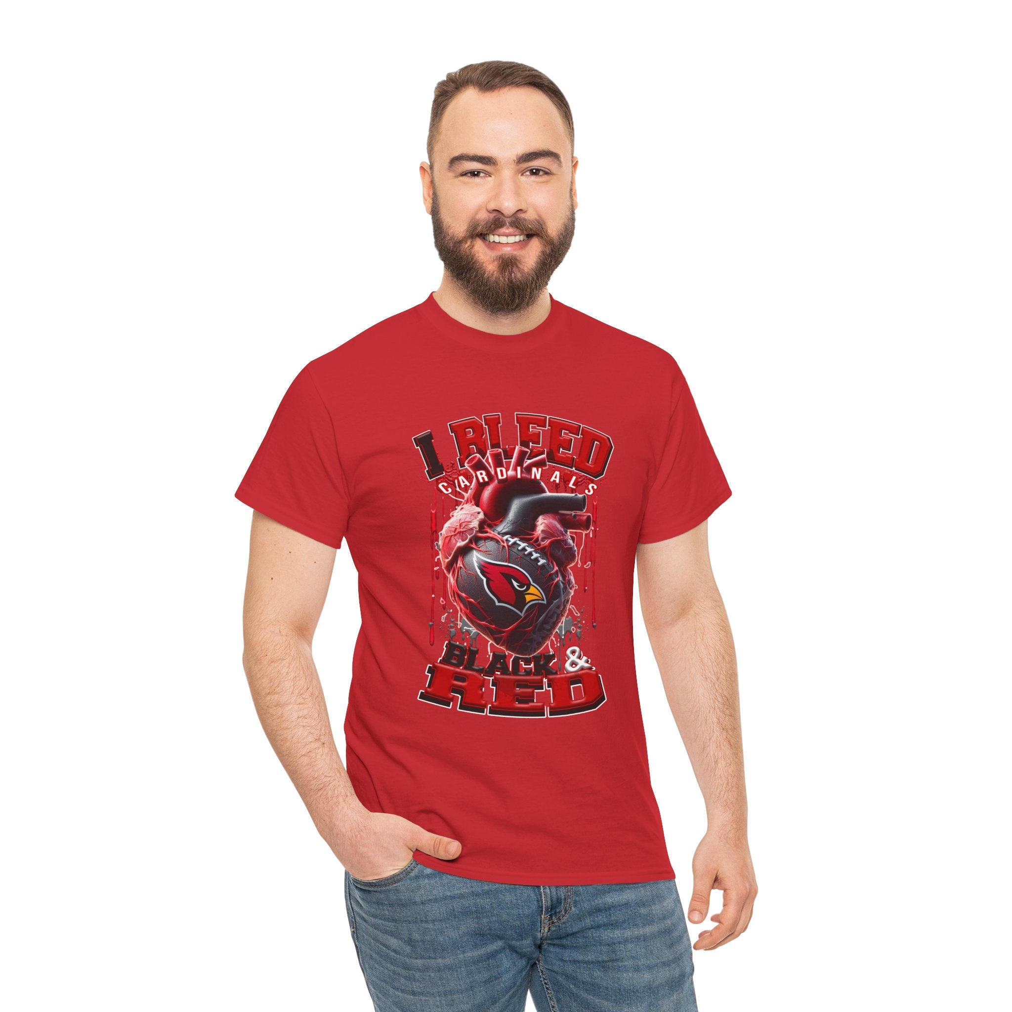 Cardinals I Bleed Black & Red T-Shirt — Football Fan Jersey Tee
