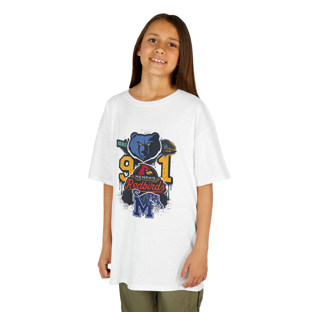 Kids Sports Mascot Tee — '901 Redbirds & M Logo Graphic