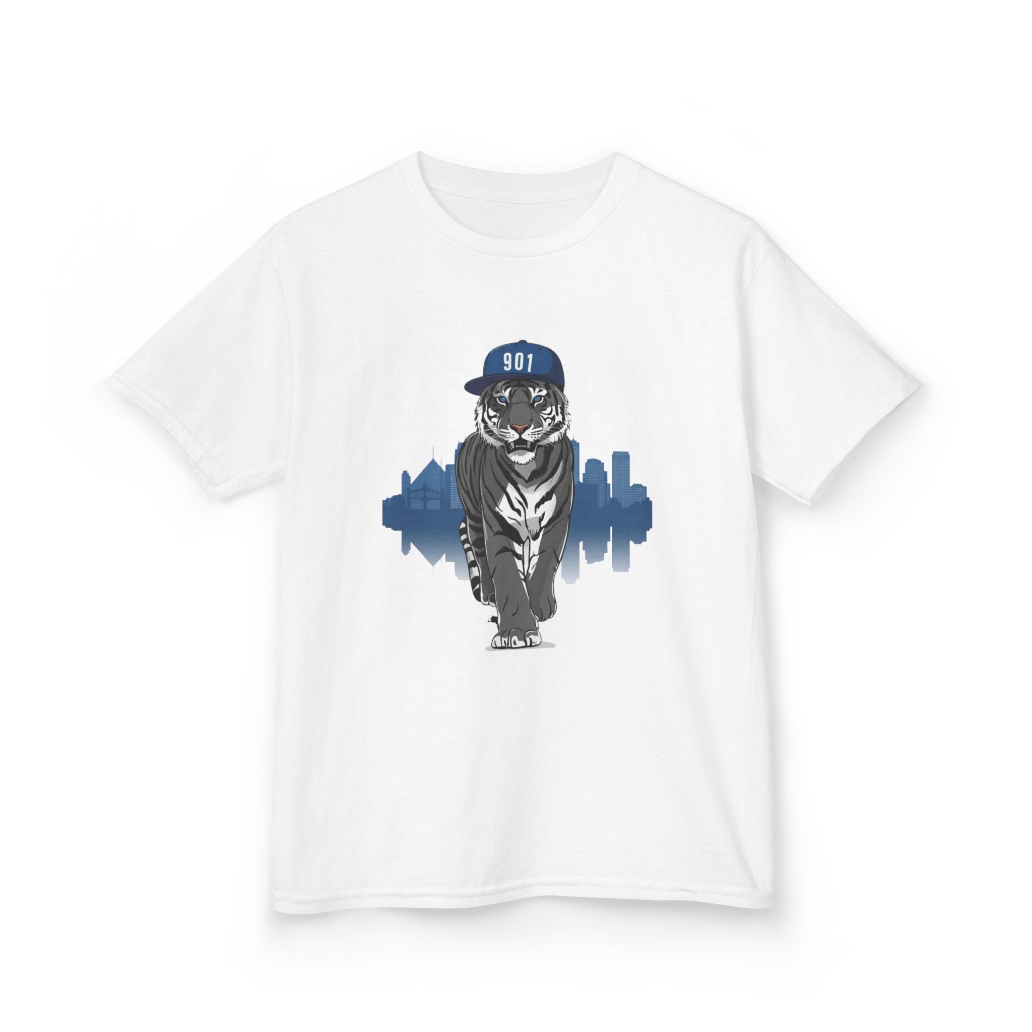 Tiger Walk Kids Tee — Cool Urban Cat Graphic T-Shirt with Cap