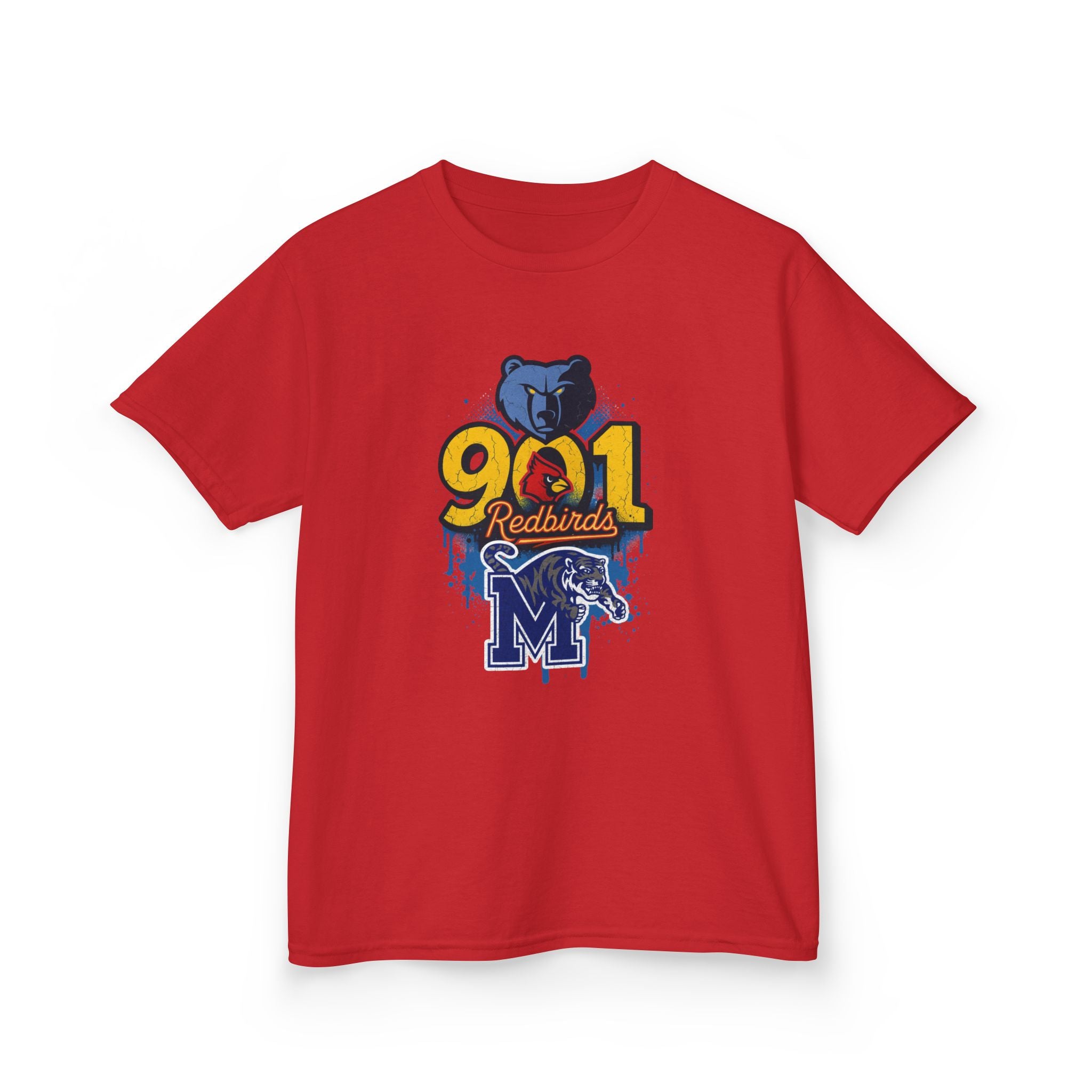 Kids Tee — 901 Redbirds Memphis Grizzlies Bear Logo Youth Shirt