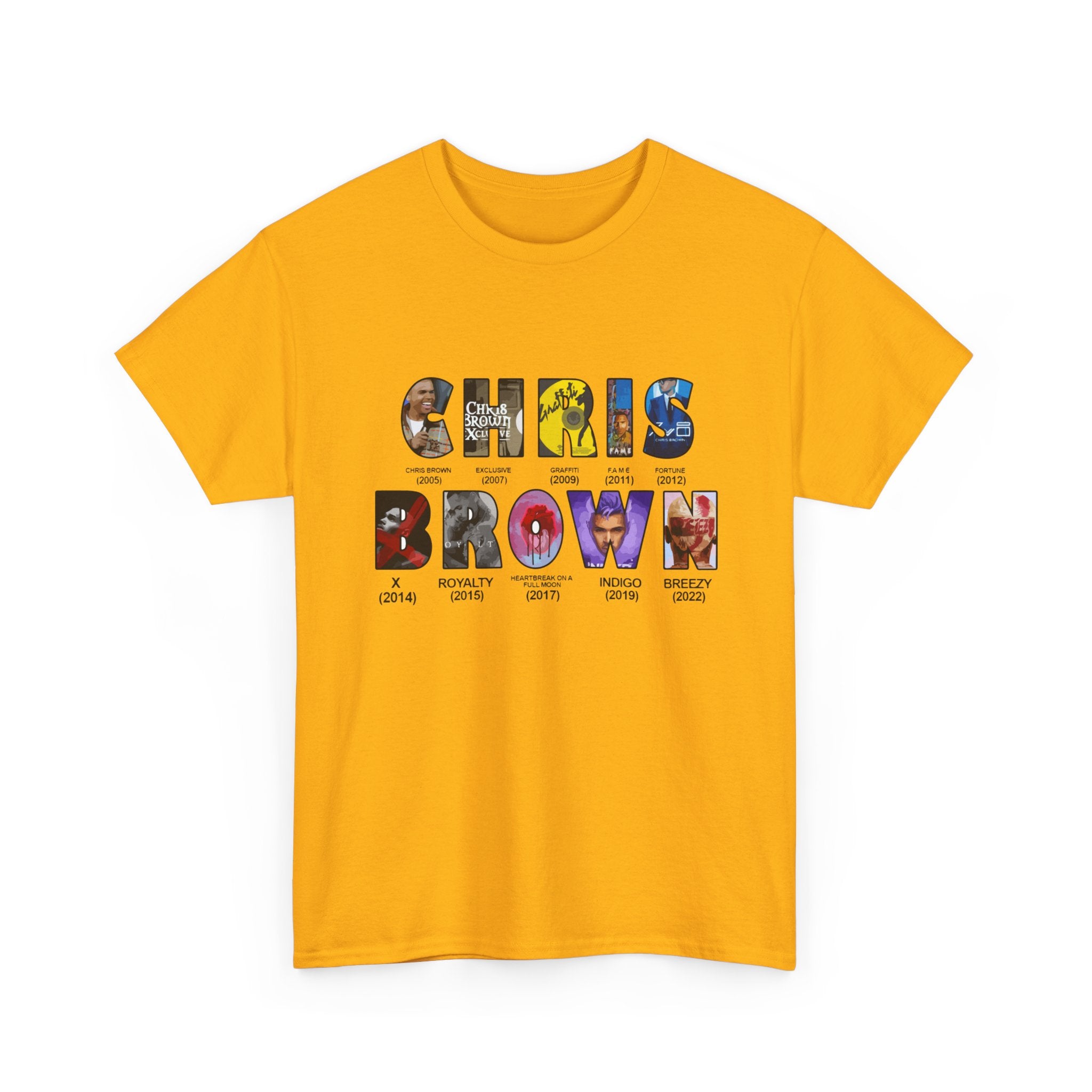 Chris Brown Collage Tee — R&B Artist Photo Letter Graphic T-Shirt
