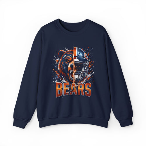 Bears Football Crewneck Sweatshirt — Fierce Bear & Helmet Team Pullover