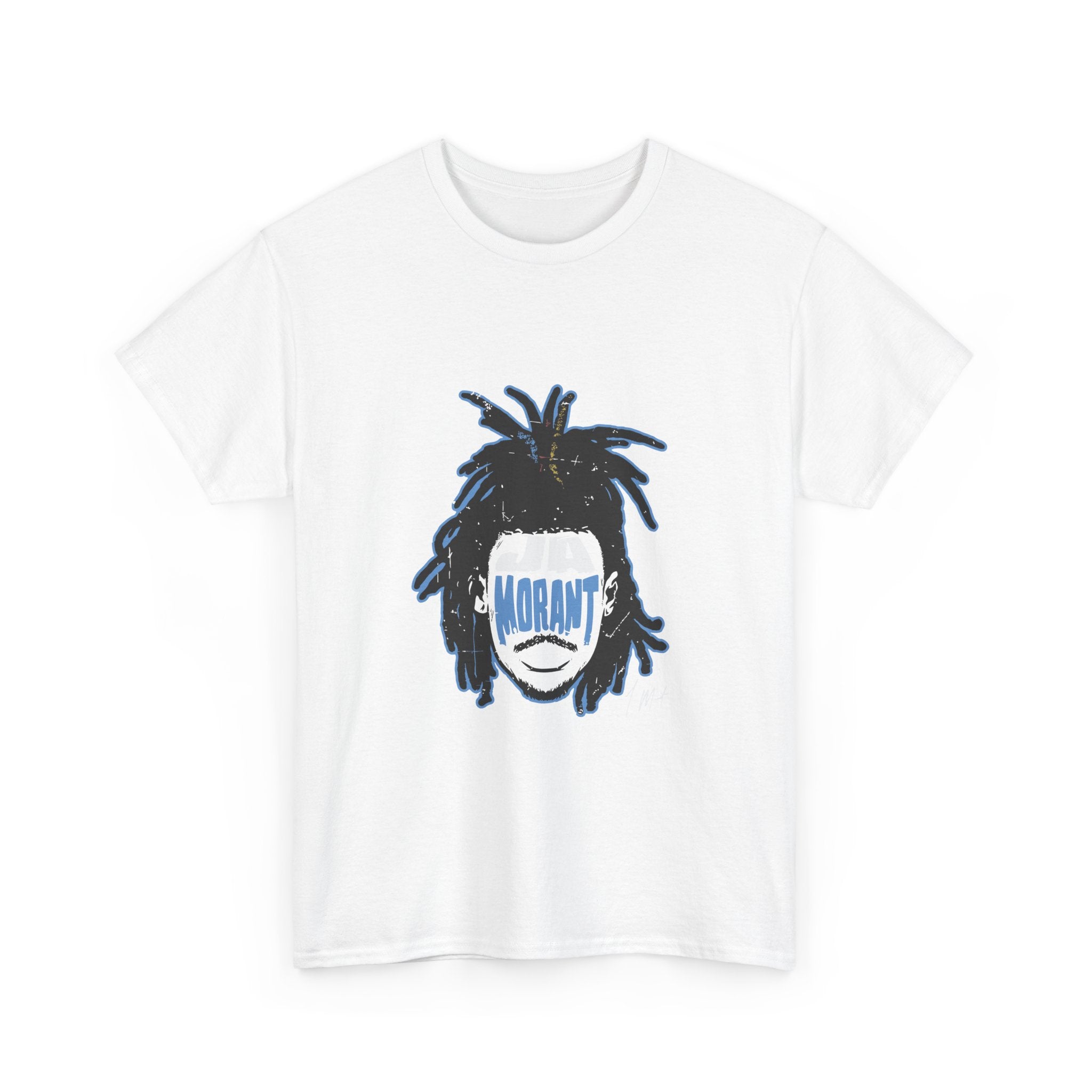 Dreadlocked Portrait T‑Shirt — Graphic Streetwear Tee with Blue Visor