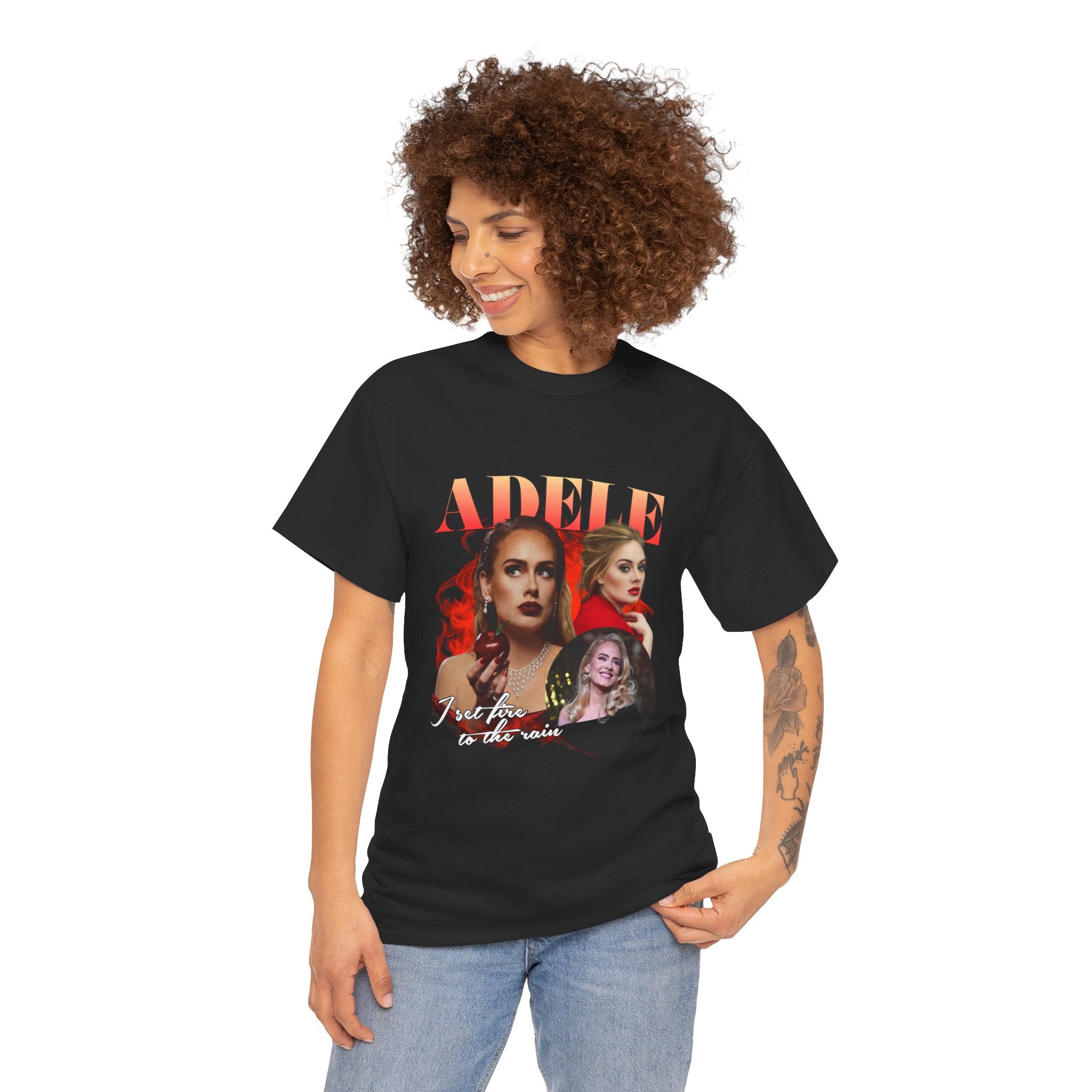 Music Icon Portrait Tee — 'Set Fire to the Rain' Graphic