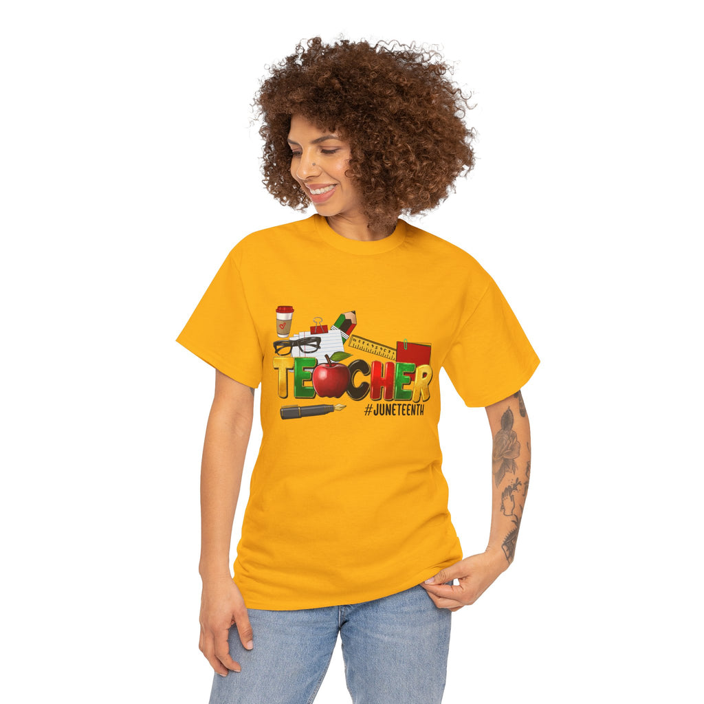 Teacher Juneteenth T-Shirt — Colorful Classroom Apple Design