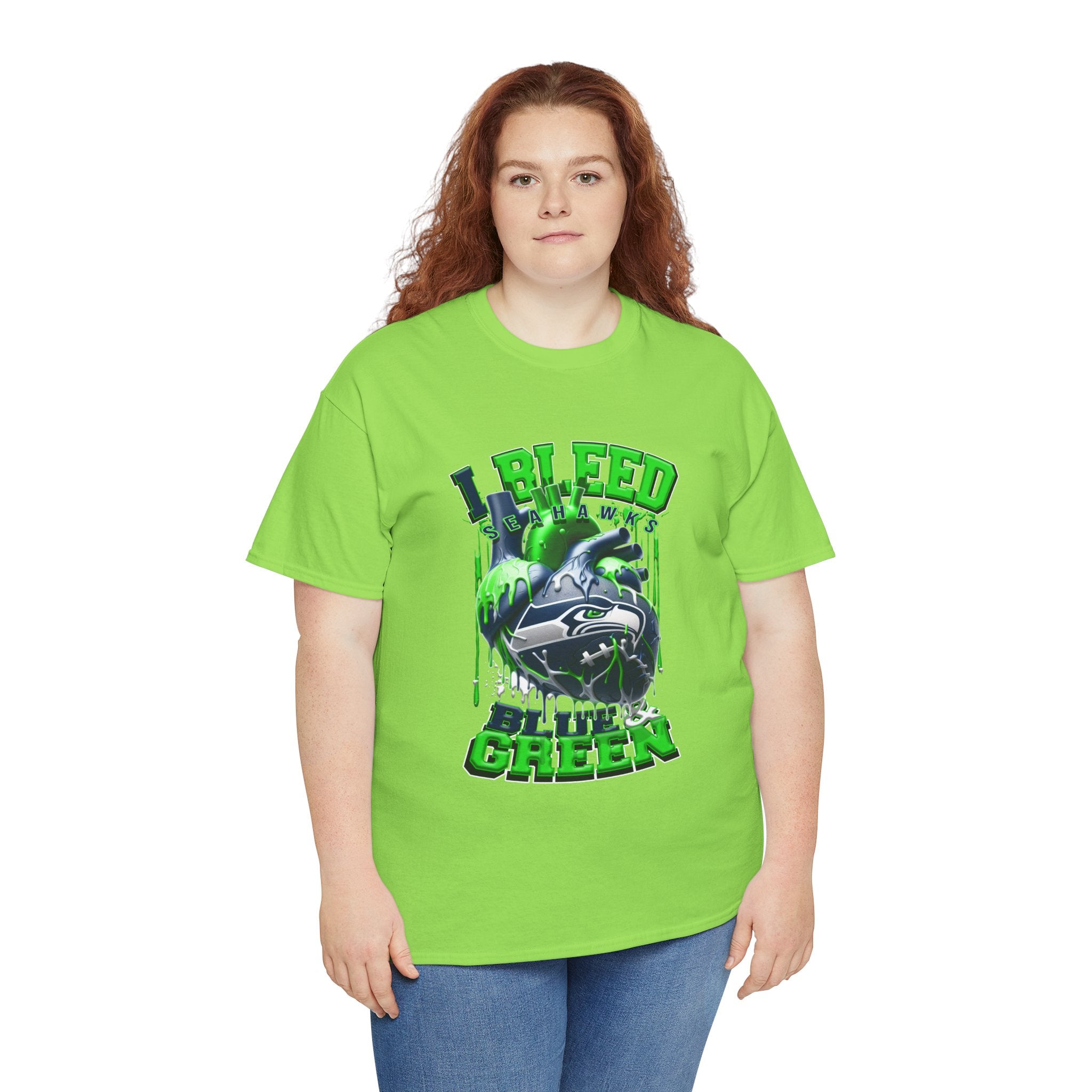 I Bleed Blue & Green T-Shirt — Seattle Seahawks Fan Tee