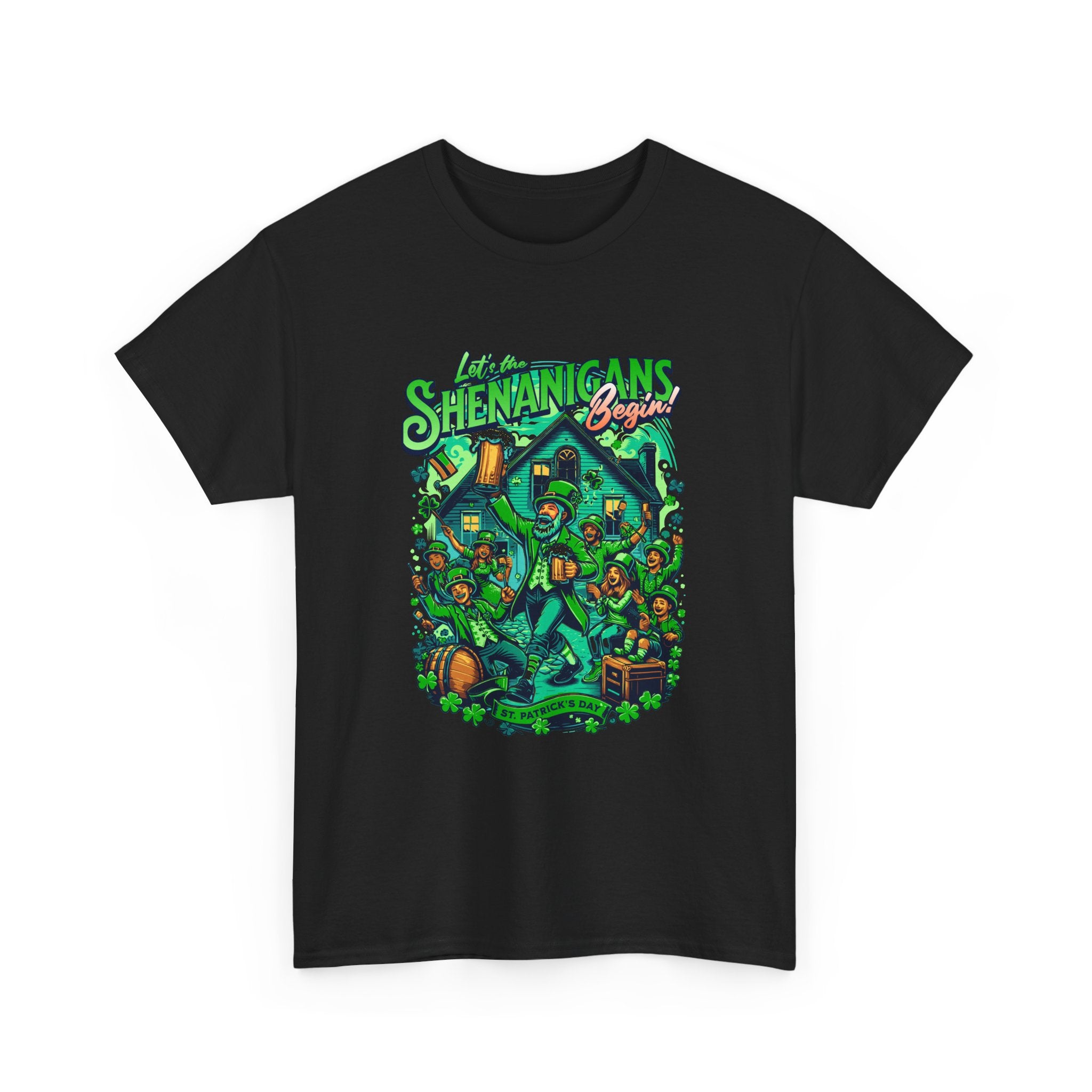 St. Patrick's Day Let The Shenanigans Begins T‑Shirt — Funny St. Patrick’s Day Party Tee