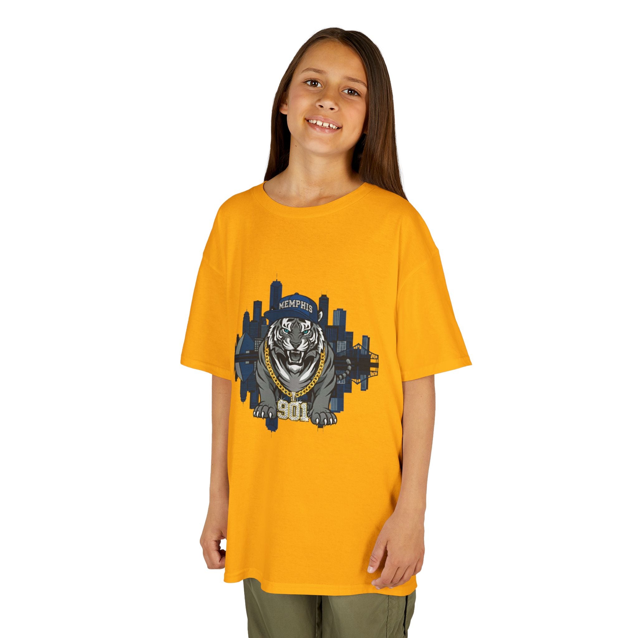 Kids Tiger Mascot T-Shirt — '901 City Skyline Design