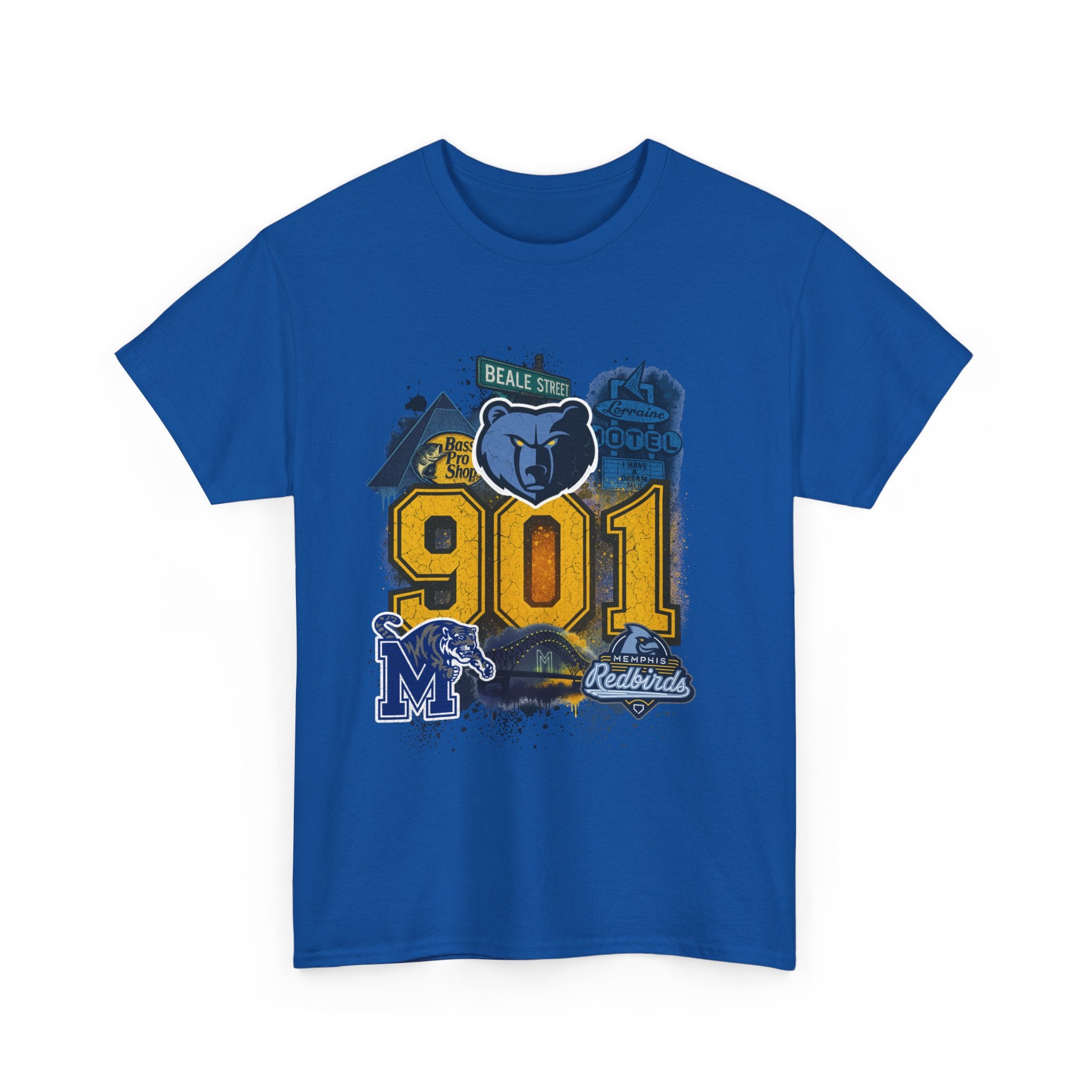 901 Memphis Vintage Collage T-Shirt — Grizzlies Beale St. City Pride Tee