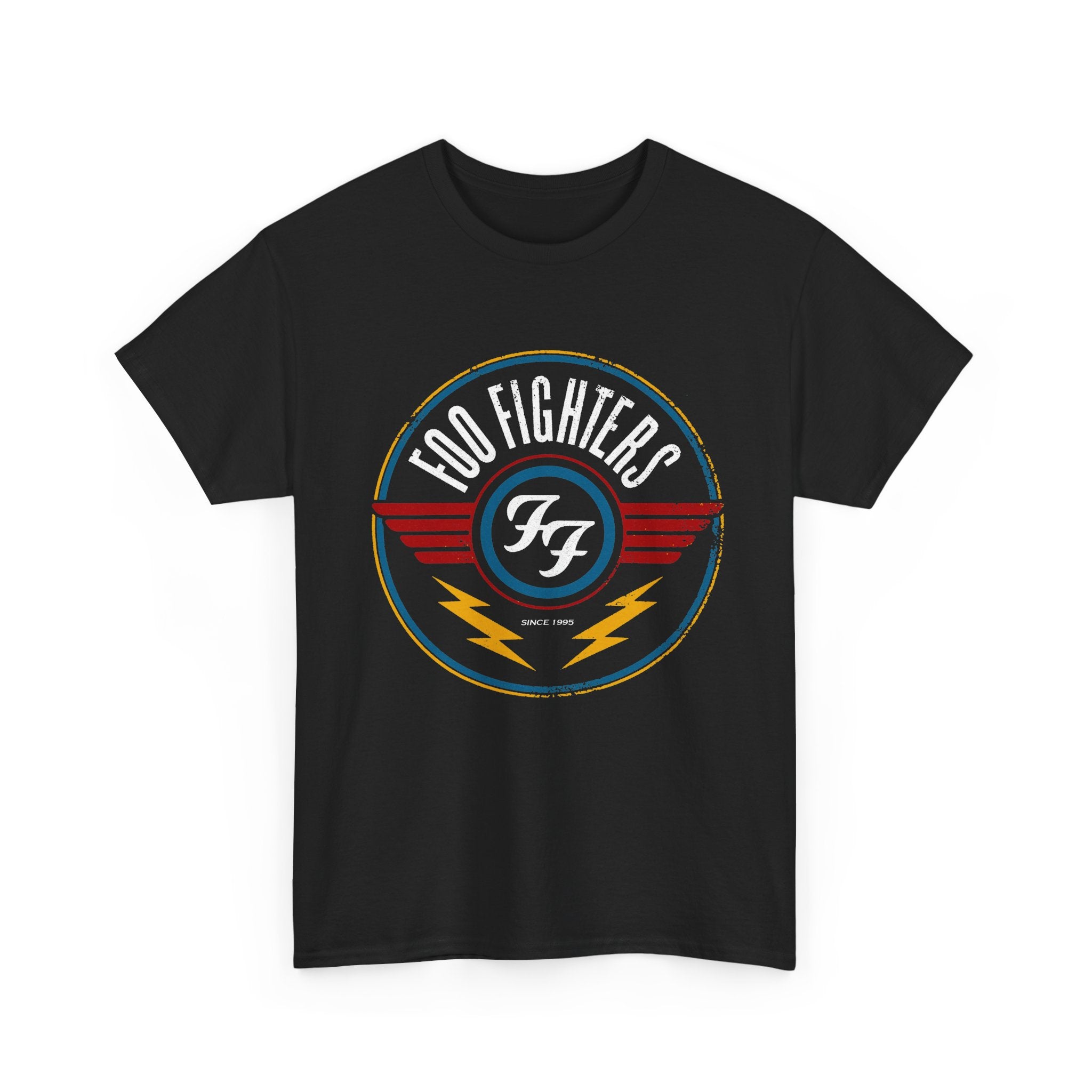 Foo Fighters Logo T-Shirt — Retro Band Tee with Lightning Wings