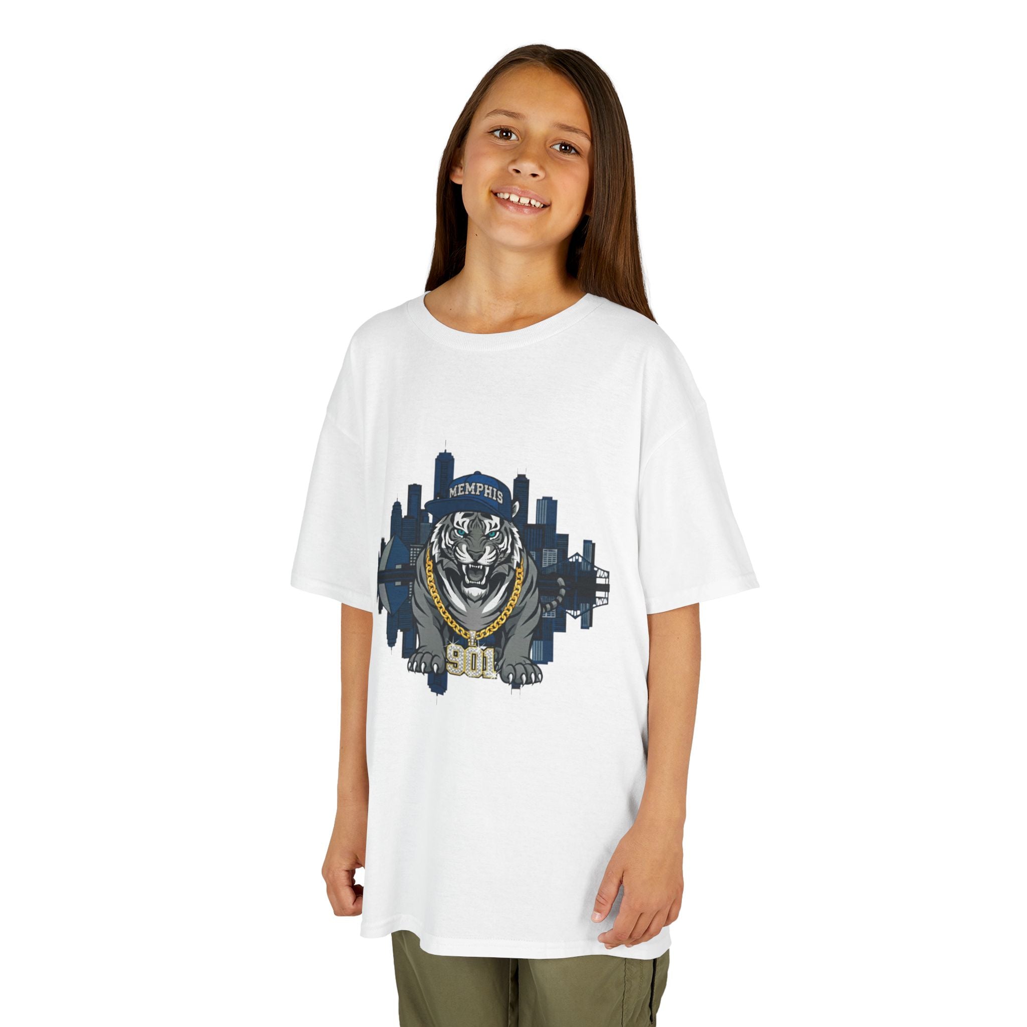 Kids Tiger Mascot T-Shirt — '901 City Skyline Design