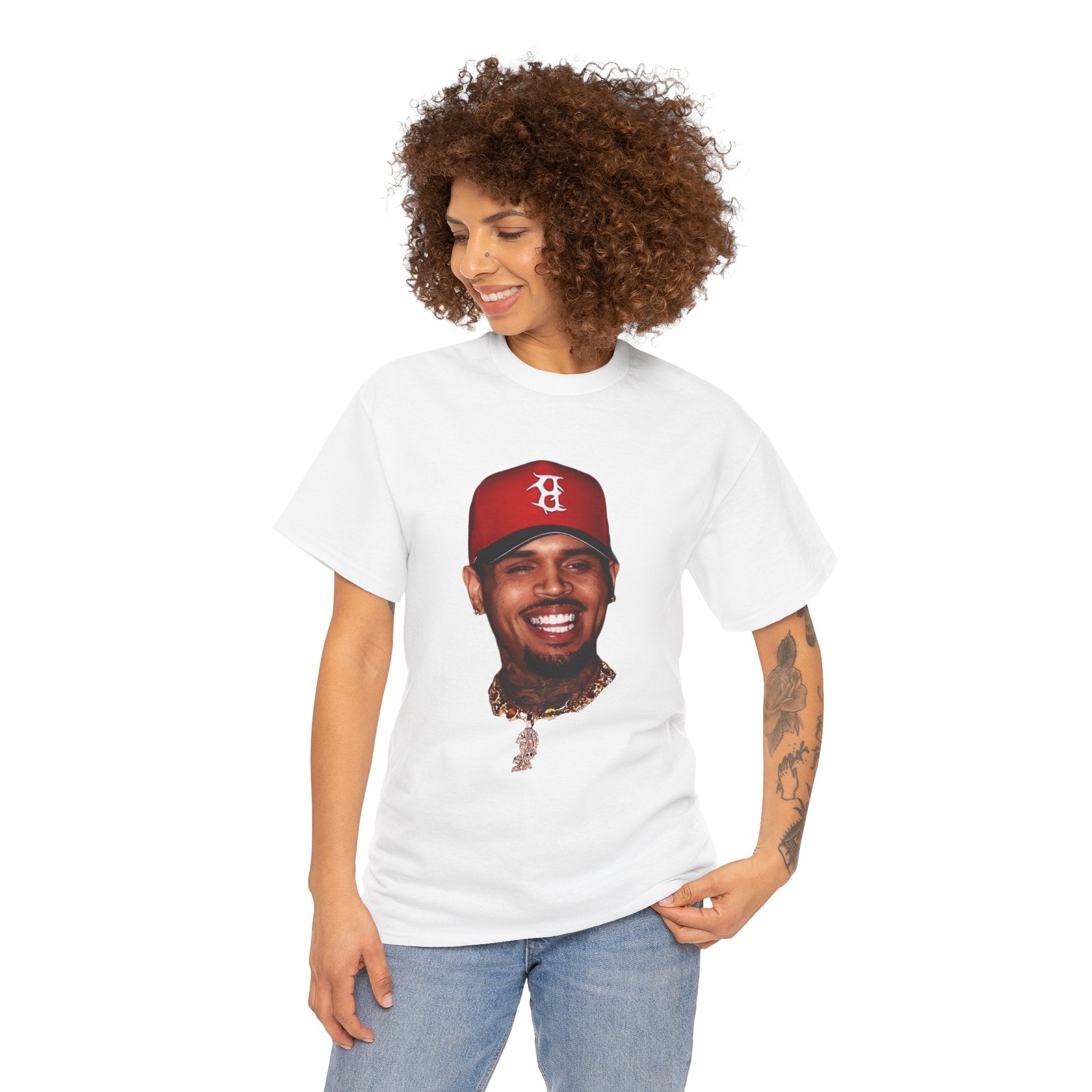 T-Shirt — Smiling Celebrity Face Graphic Tee