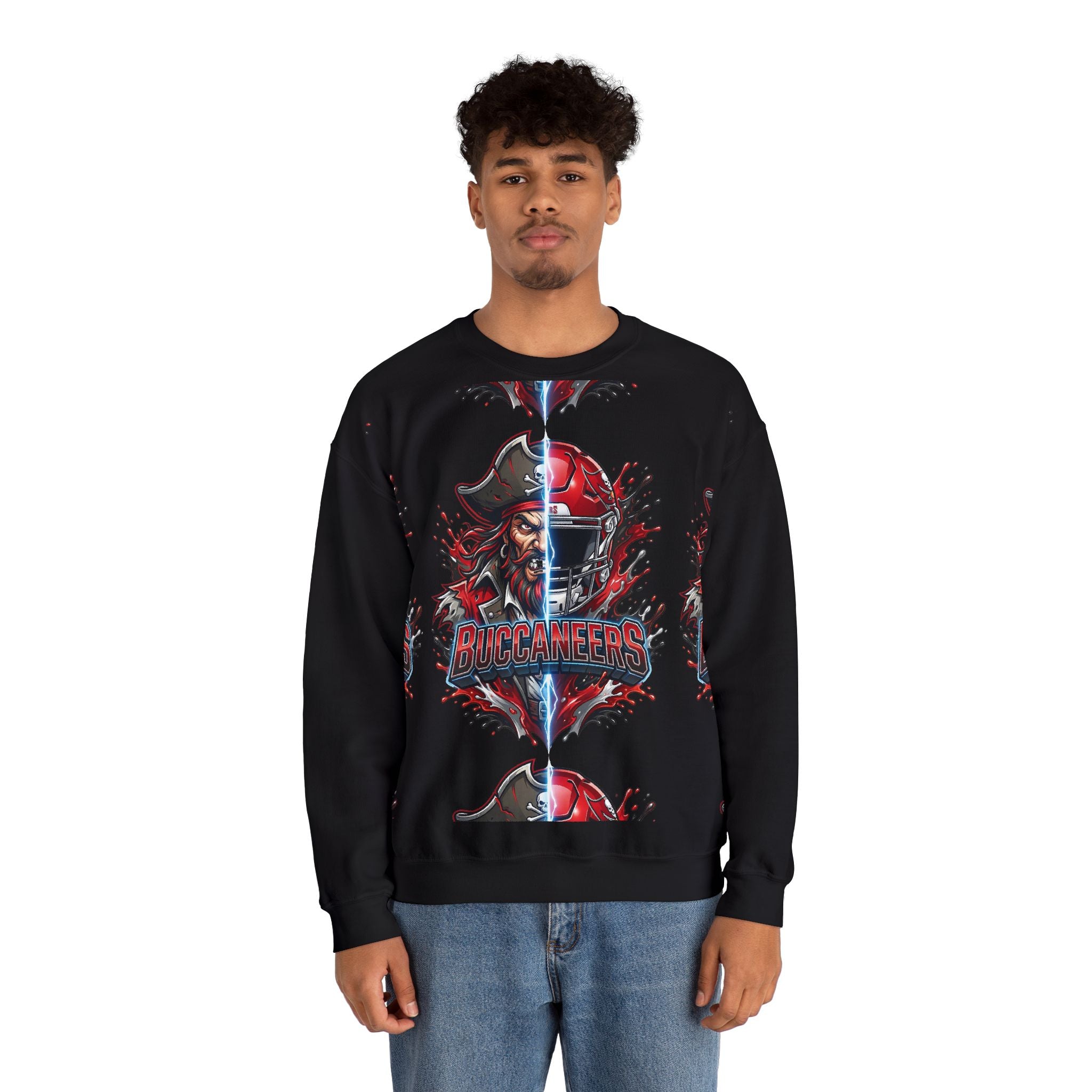 Crewneck Sweatshirt — Buccaneers Pirate Helmet Graphic Football Fandom