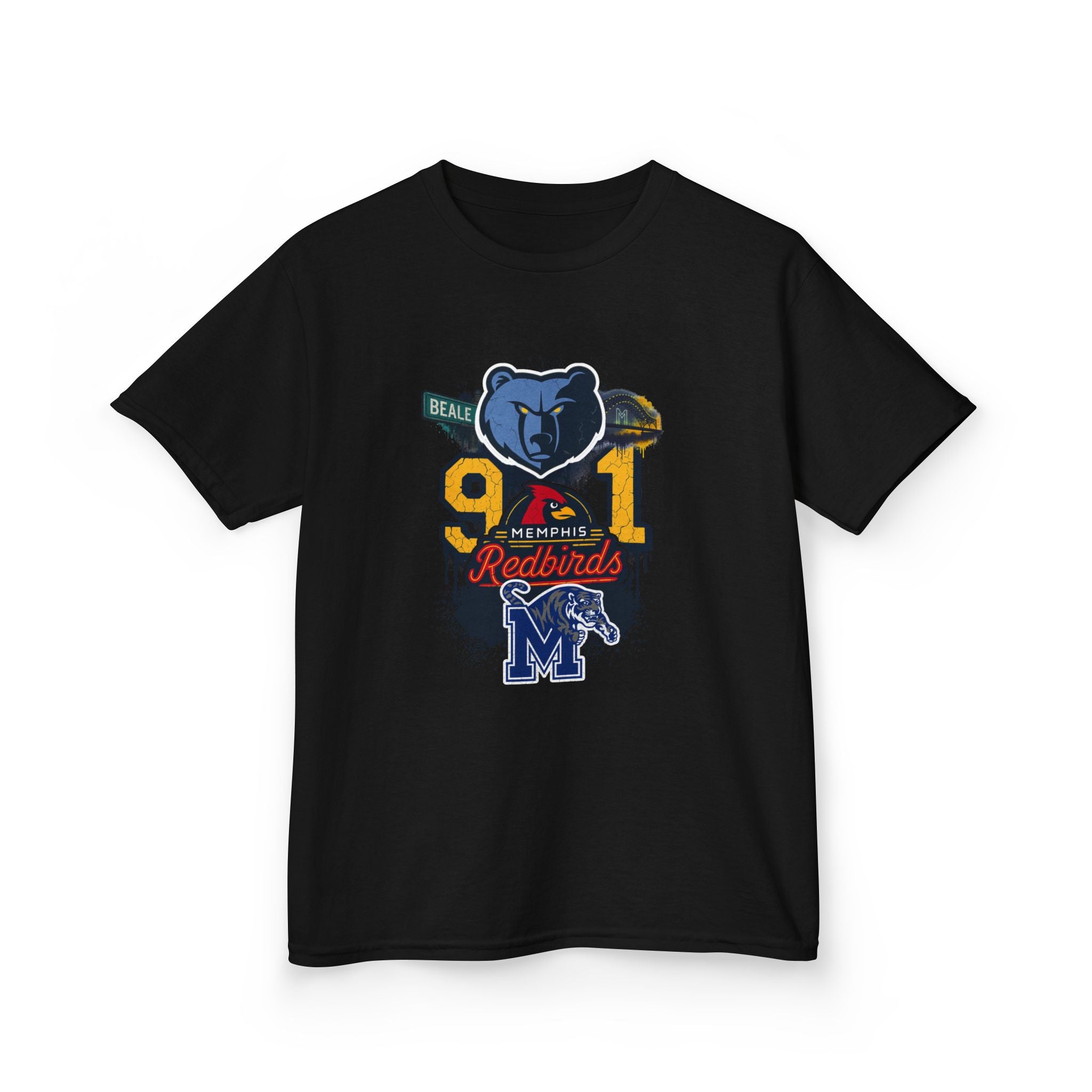 Kids Sports Mascot Tee — '901 Redbirds & M Logo Graphic
