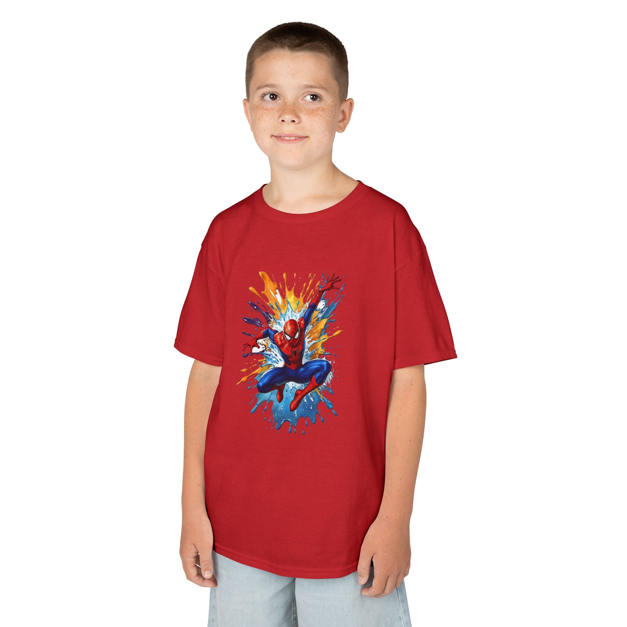 Spider-Man Kids T‑Shirt — Colorful Splash Spider Hero Design