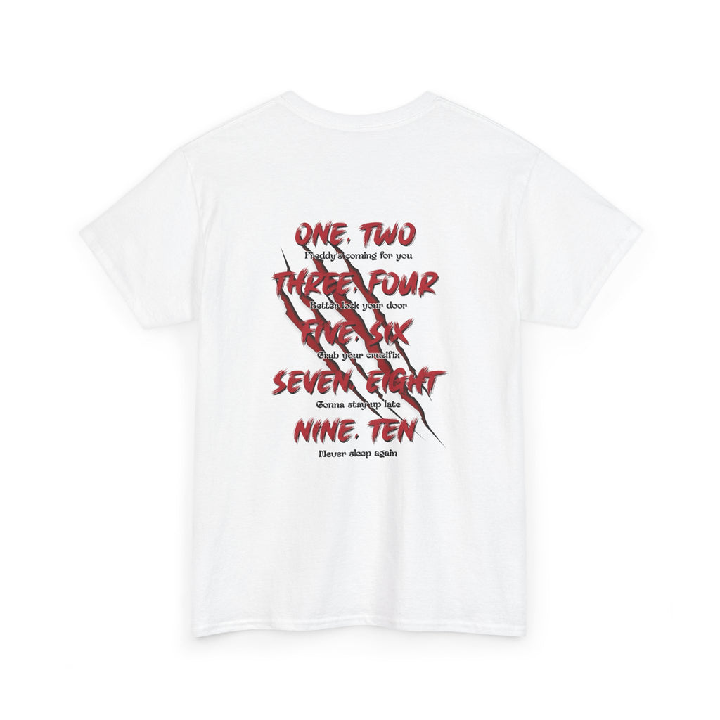 Horror Movie Graphic Tee — Freddy Krueger Inspired "One Two... Never Sleep Again" T-Shirt