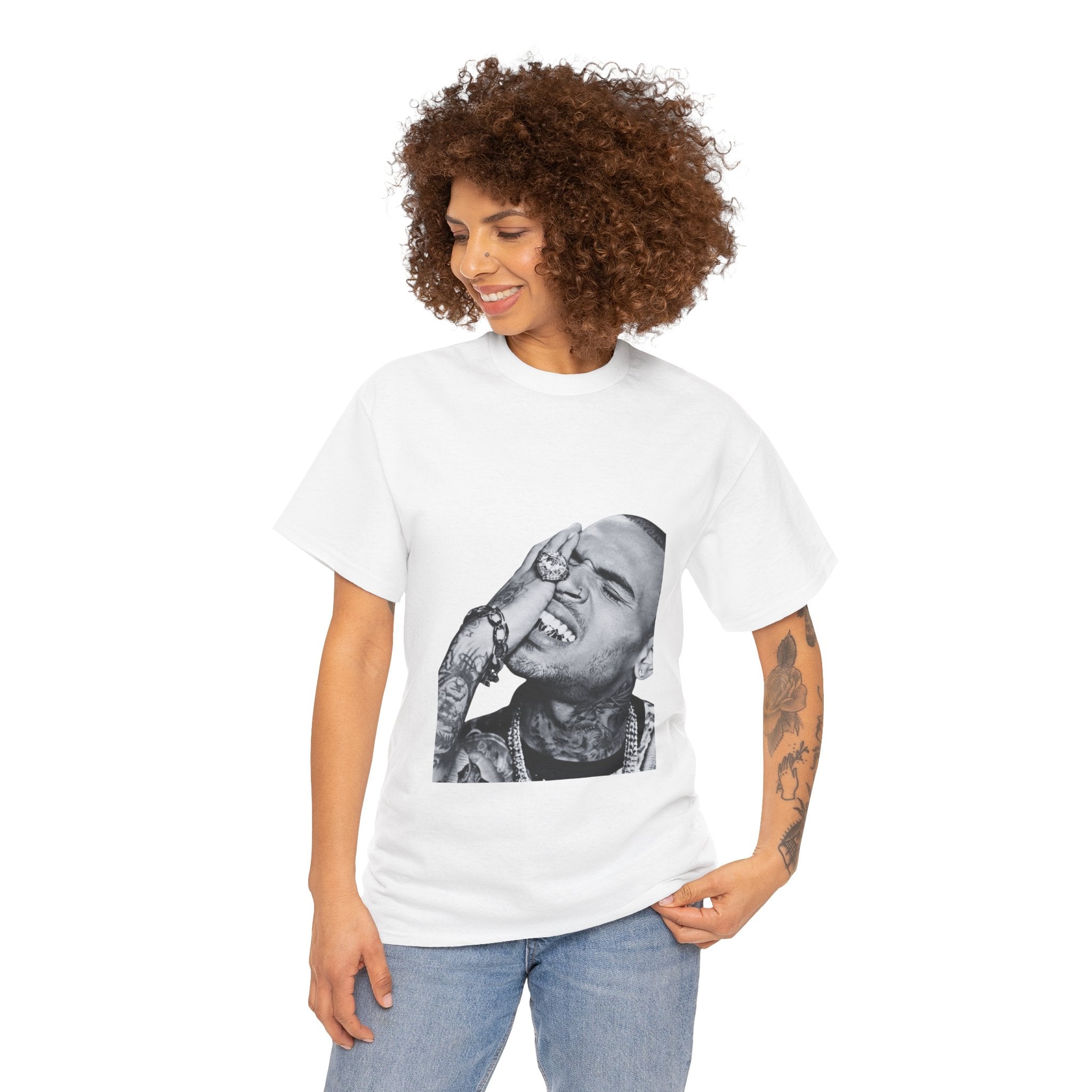 Graphic Portrait Tee — Edgy Tattooed Face Design