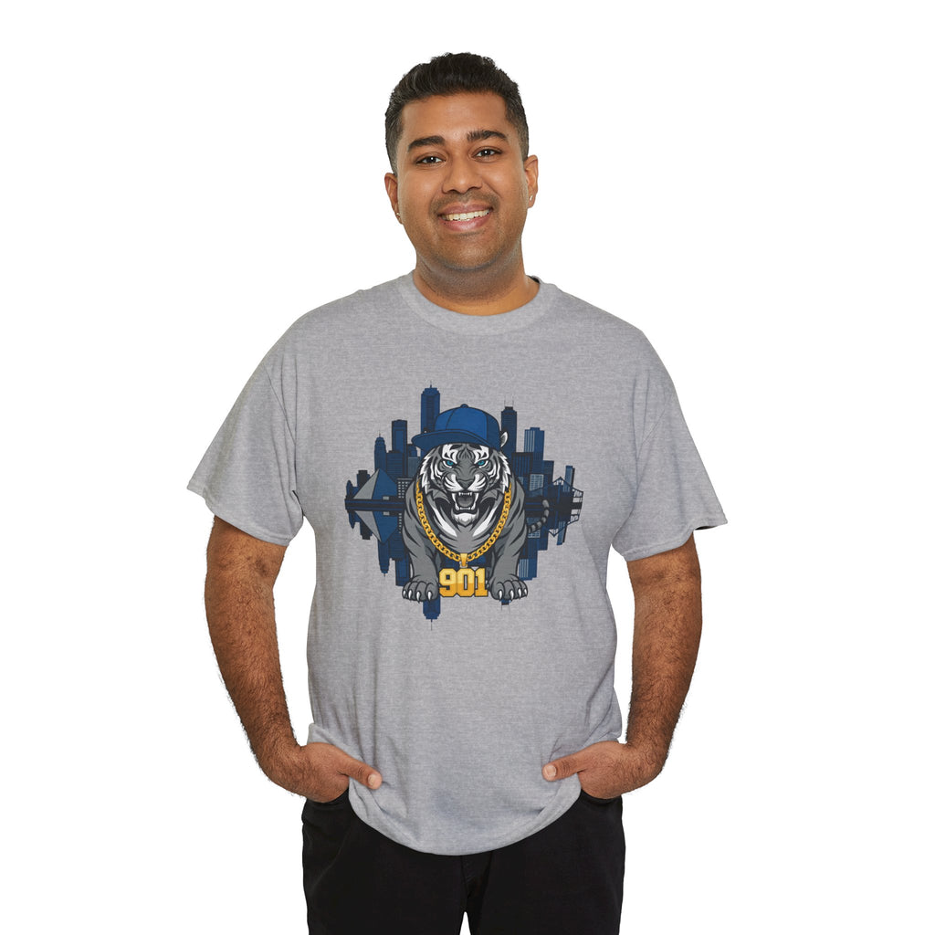 901 Tiger Skyline T‑Shirt — Urban Streetwear Tee with Bold Mascot Graphic