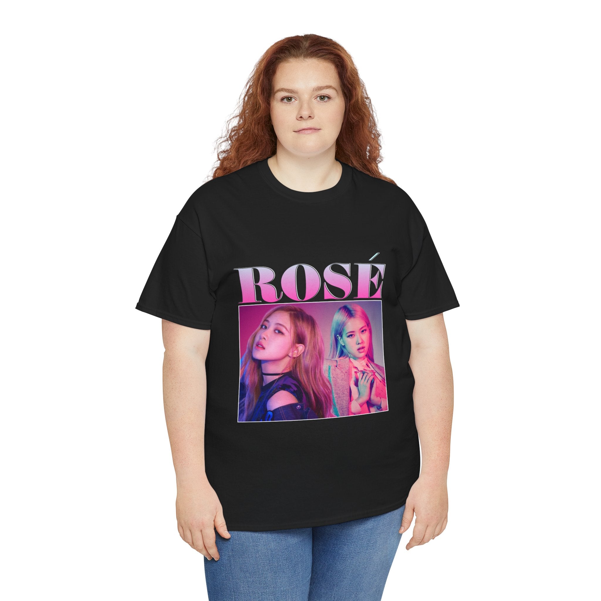 Rosé Photo Graphic Tee — Neon K-Pop Band T-Shirt