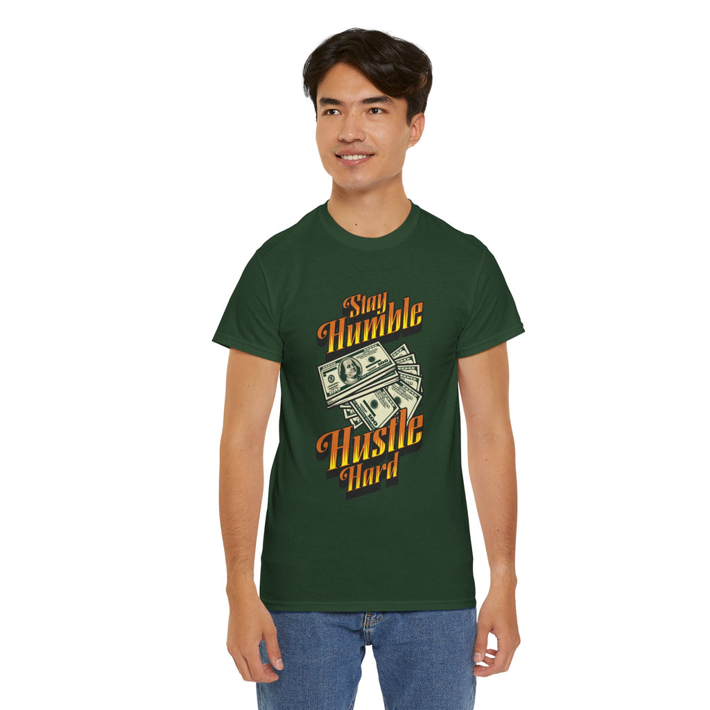 Hustle Hard Tee — “Stay Humble Hustle Hard” Graphic T-Shirt with Cash Design