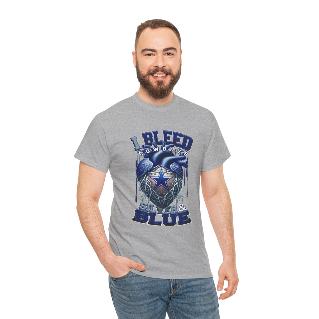 I Bleed Silver & Blue T-Shirt — Dallas Cowboys Football Fan Tee