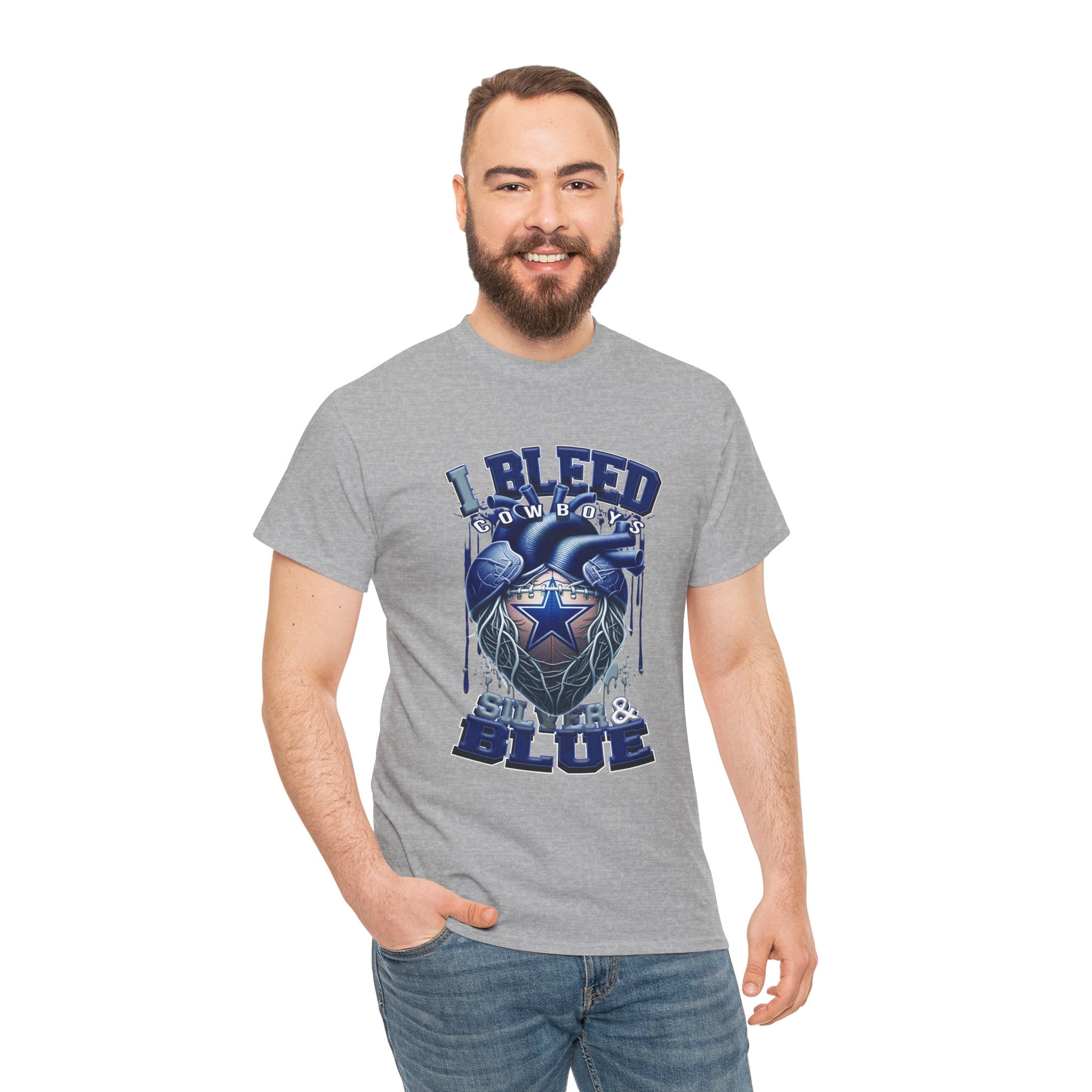 I Bleed Silver & Blue T-Shirt — Dallas Cowboys Football Fan Tee