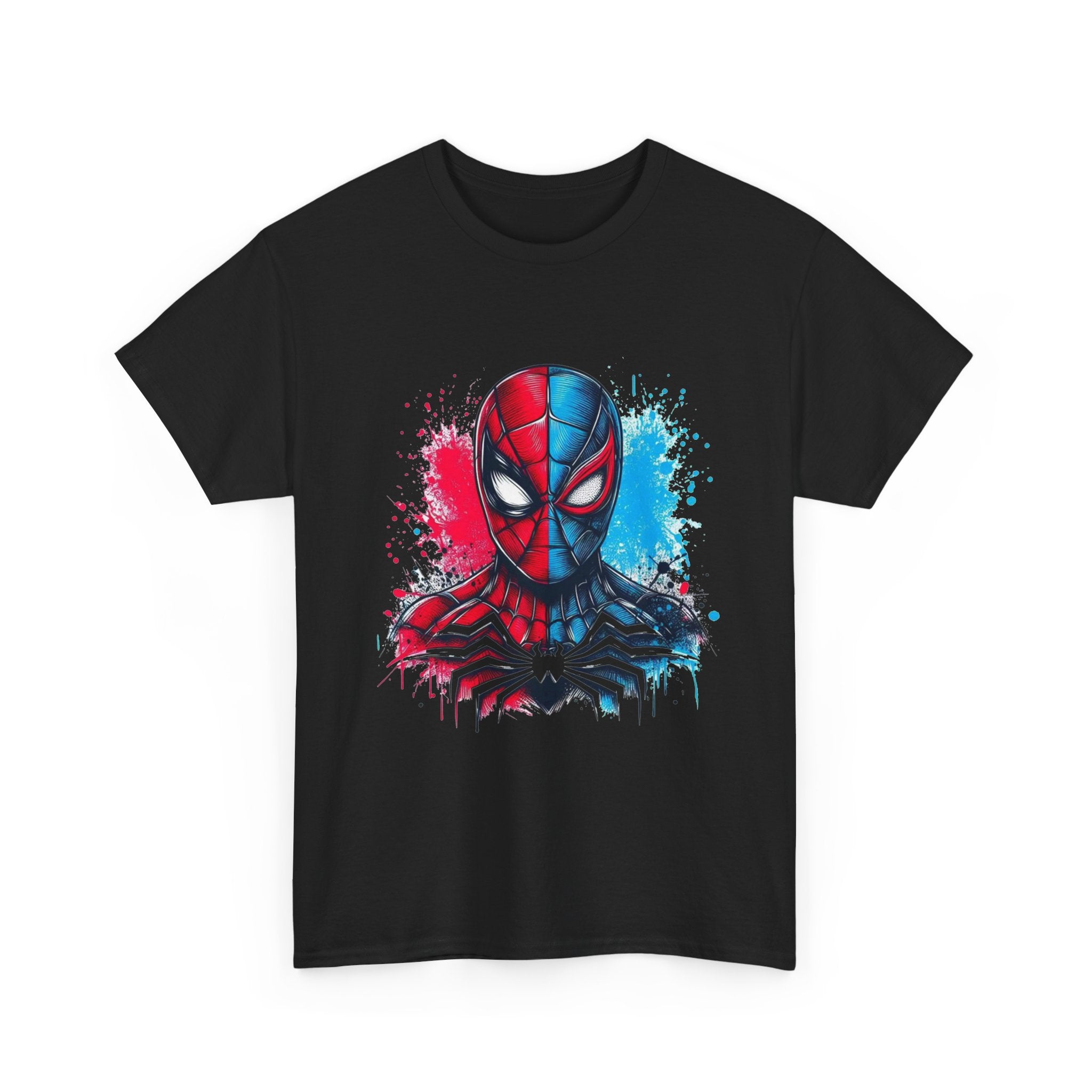 Spider-Man Mask T-Shirt — Neon Splash Superhero Graphic Tee