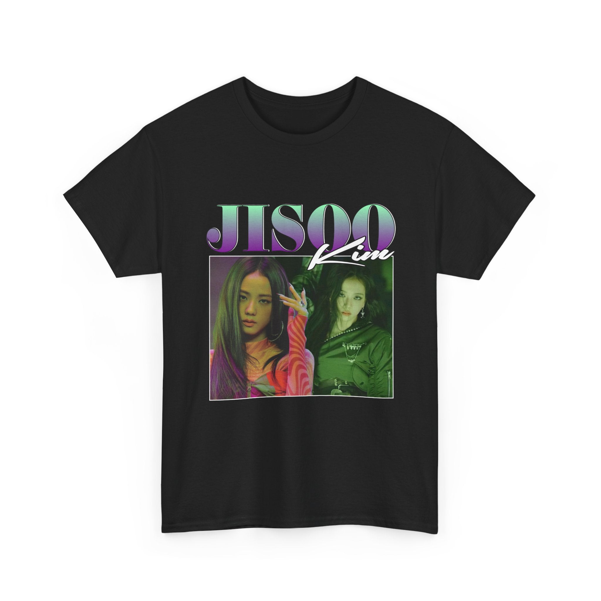 Jisoo Kim Photo Tee — Retro Neon K-Pop Graphic T-Shirt