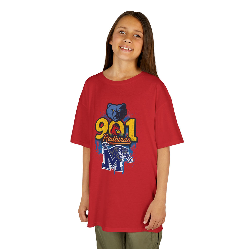 Kids Tee — 901 Redbirds Memphis Grizzlies Bear Logo Youth Shirt