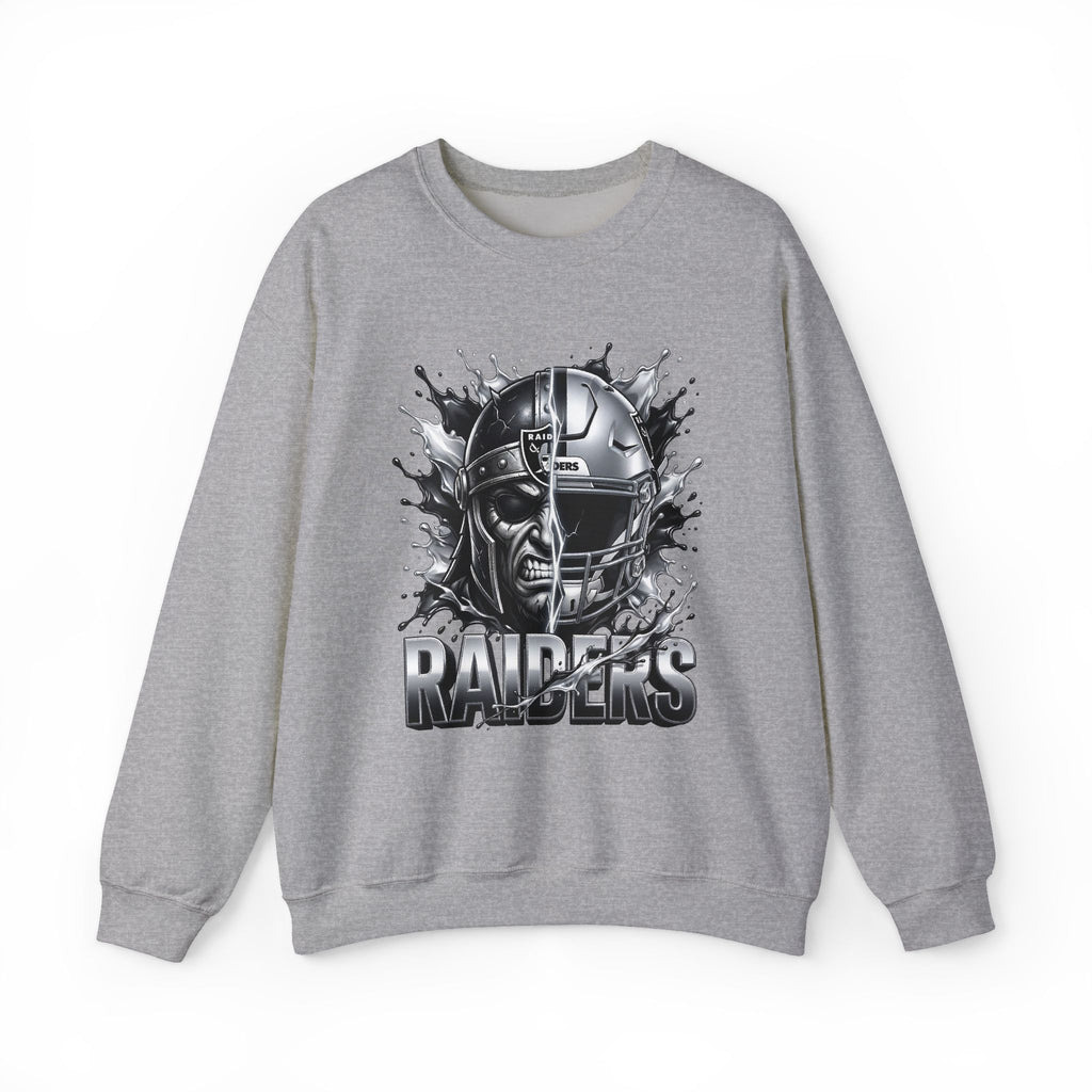 Raiders Graphic Sweatshirt — Silver Helmet & Raider Face Crewneck