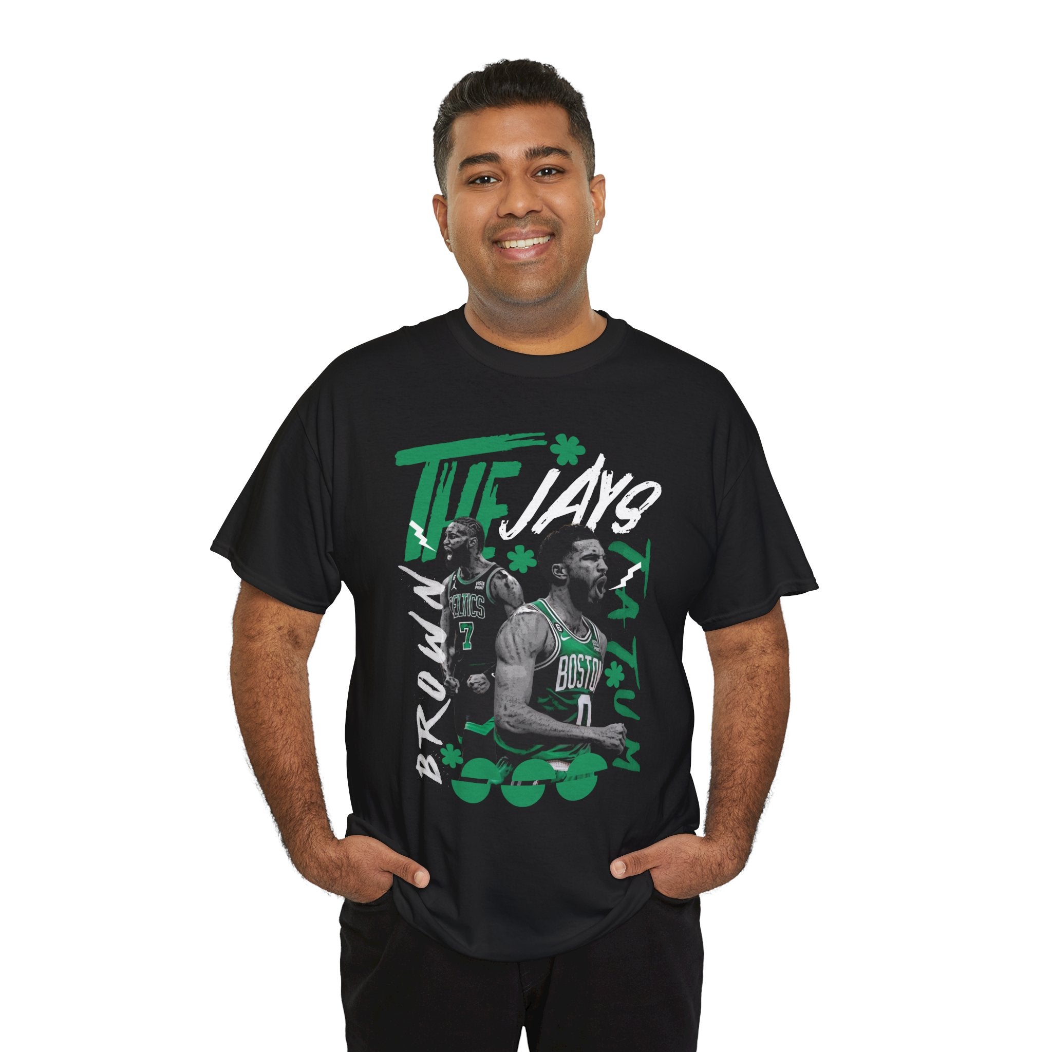 The Jays Boston Celtics Basketball Graphic Tee - Retro Player Collage Shirt