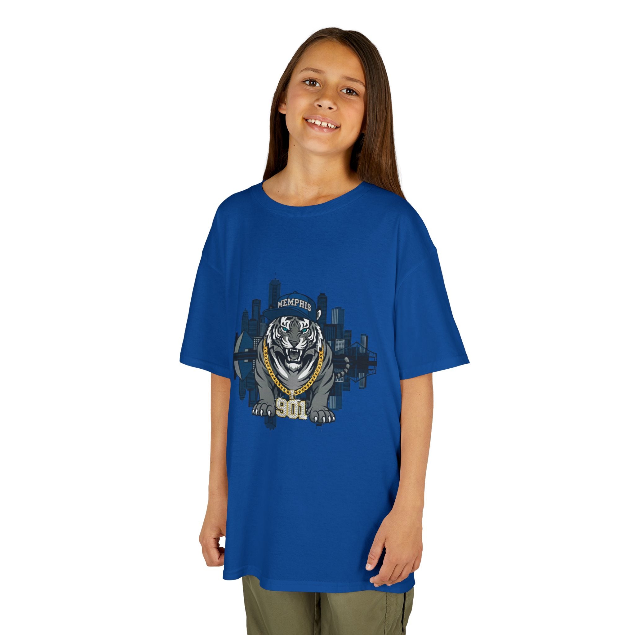 Kids Tiger Mascot T-Shirt — '901 City Skyline Design