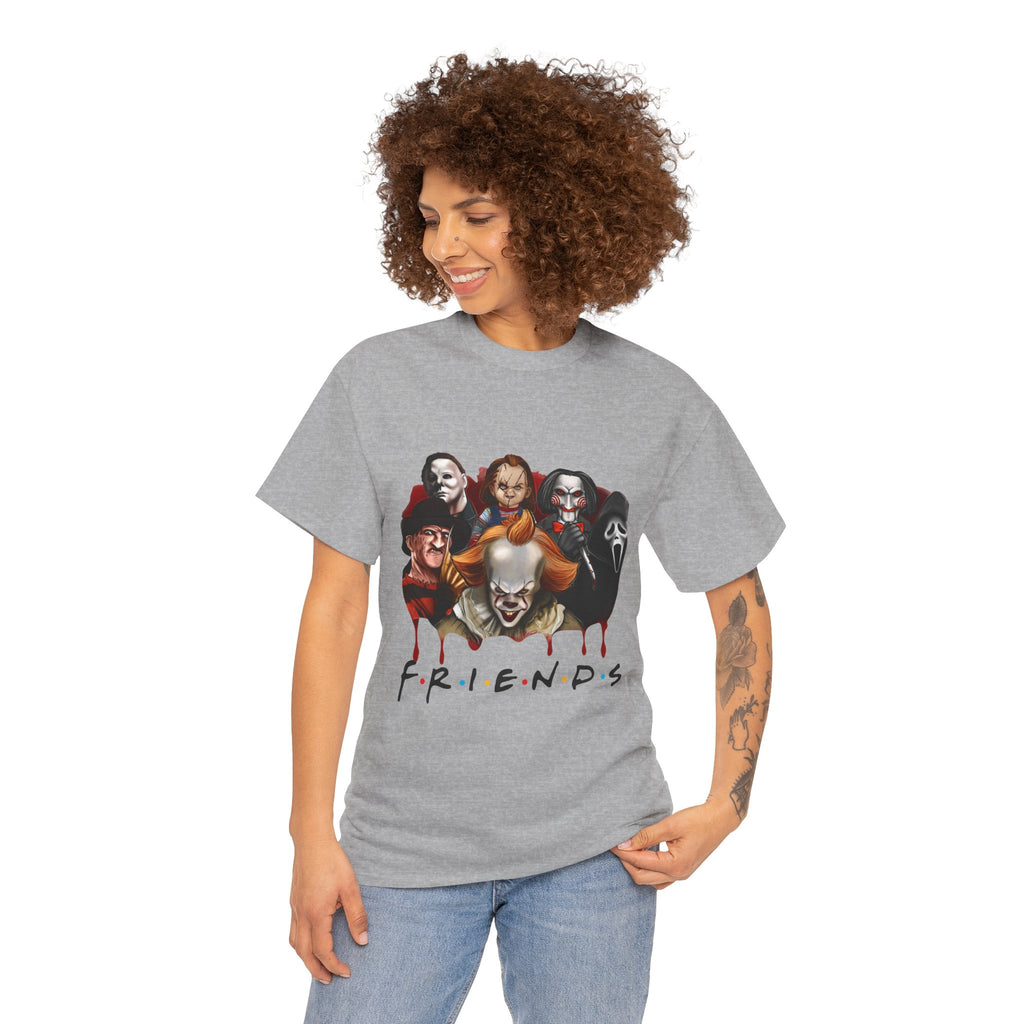 Horror Icons "F.R.I.E.N.D.S" Graphic T-Shirt — Pennywise, Michael Myers, Freddy, Jigsaw & Ghostface