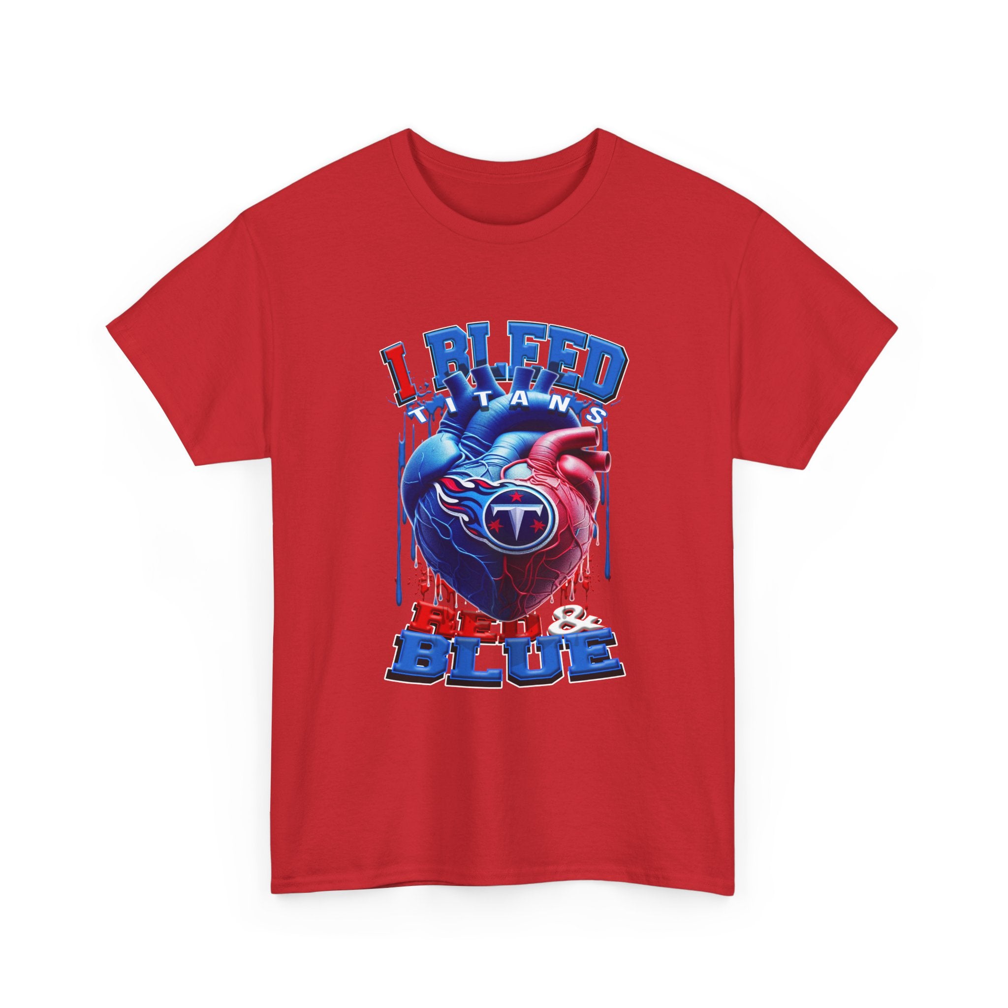 I Bleed Red & Blue Heart T-Shirt — Tennessee Titans Fan Tee