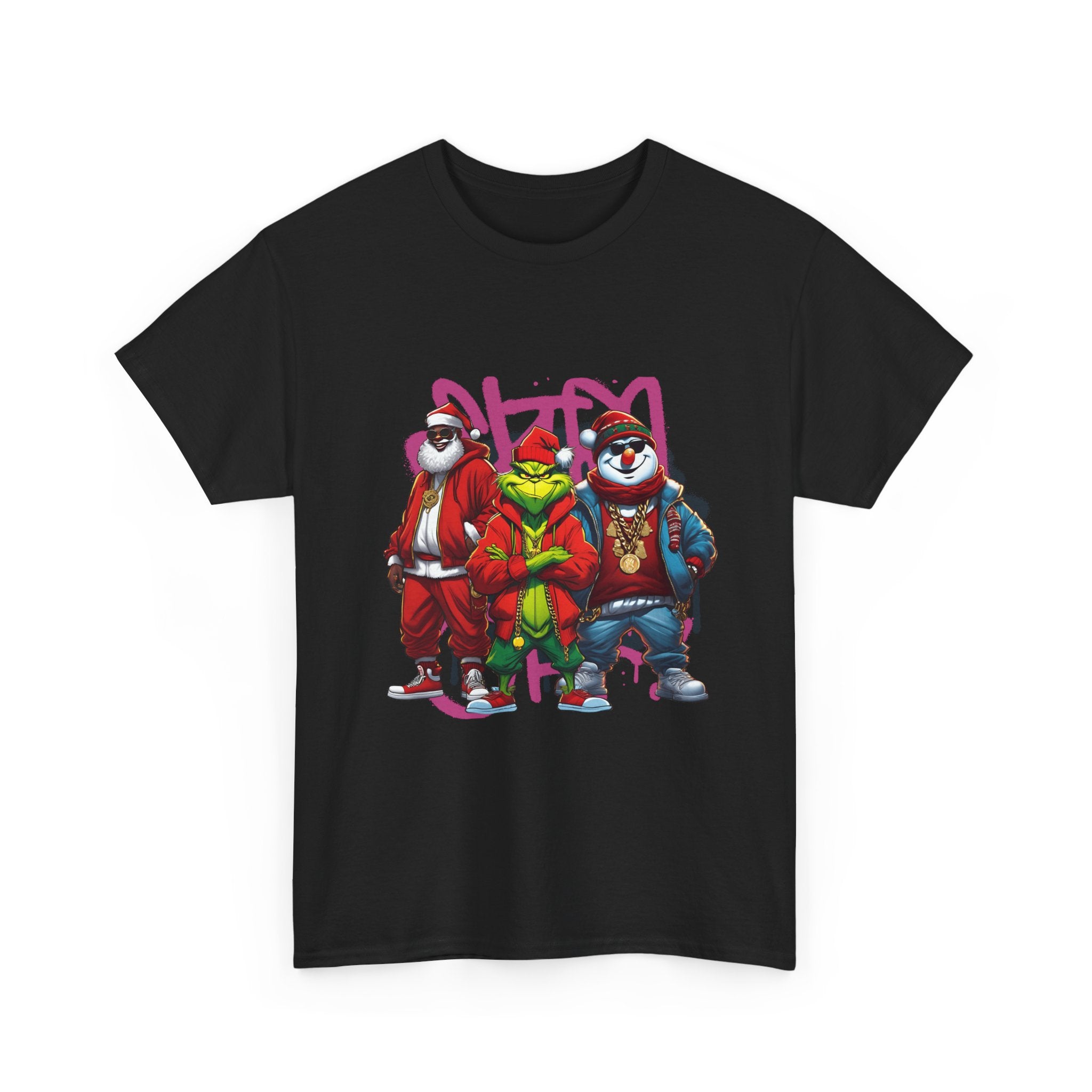 Christmas Hip-Hop Character T-Shirt — Santa, Grinch & Snowman Streetwear