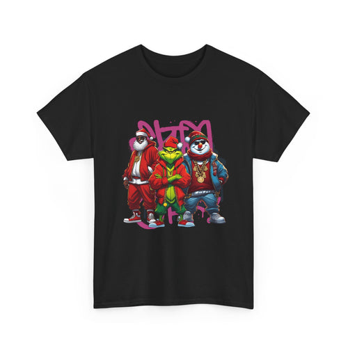 Christmas Hip-Hop Character T-Shirt — Santa, Grinch & Snowman Streetwear