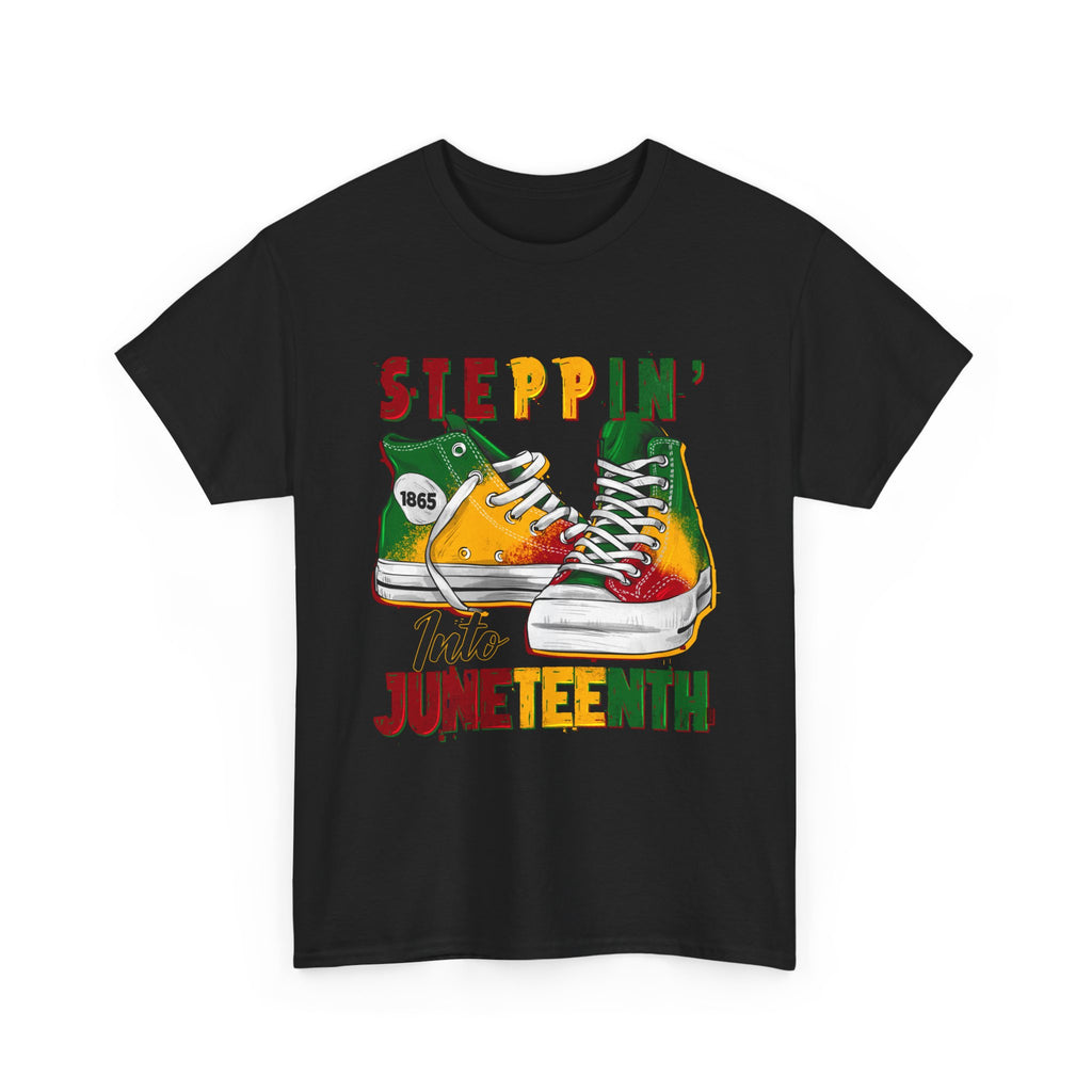 Juneteenth Steppin' Into Juneteenth T-Shirt — "Steppin' Into Juneteenth" Retro Sneakers Juneteenth Tee
