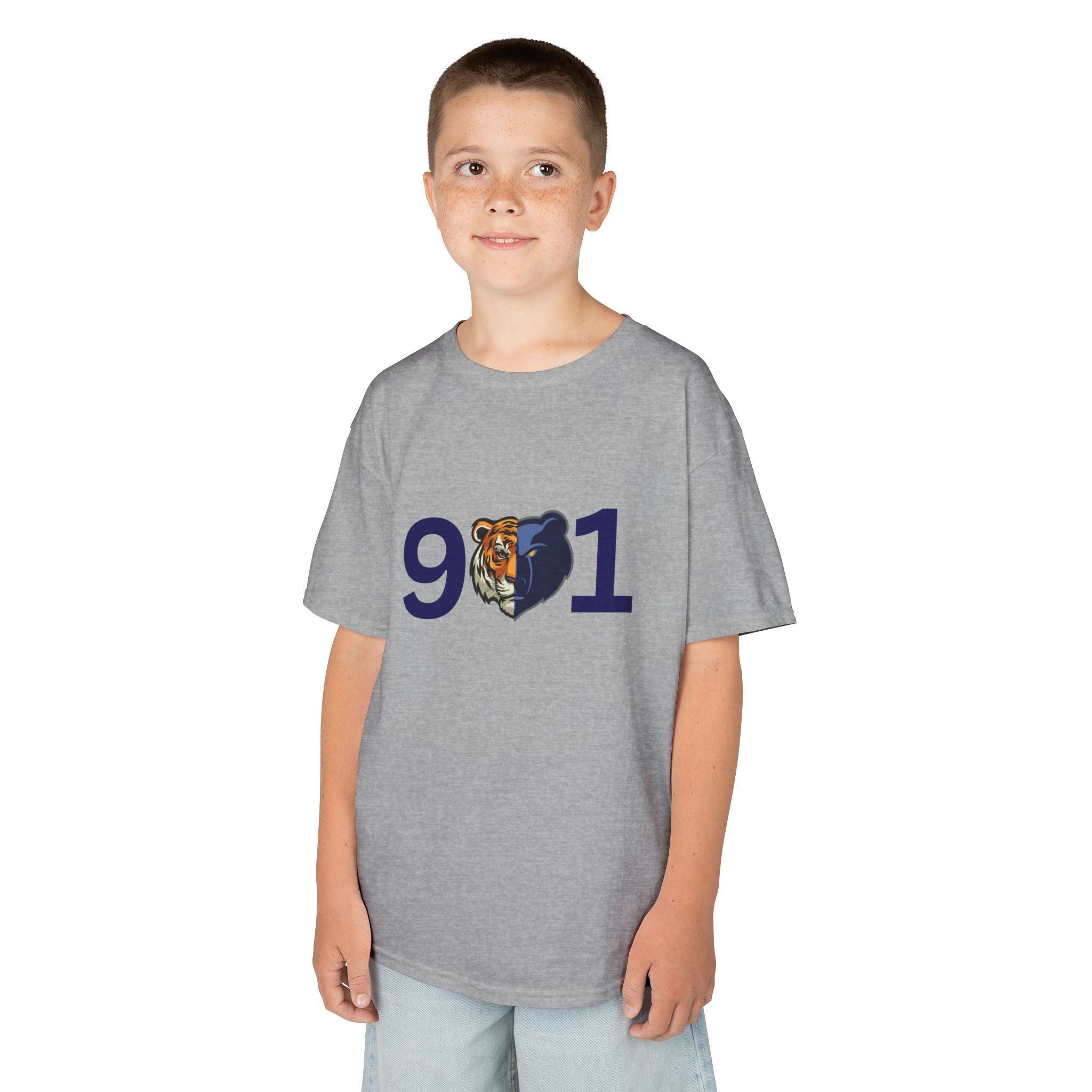 Kids 901 Memphis Tigers Tee — 901 with Tiger Face Kids T‑Shirt