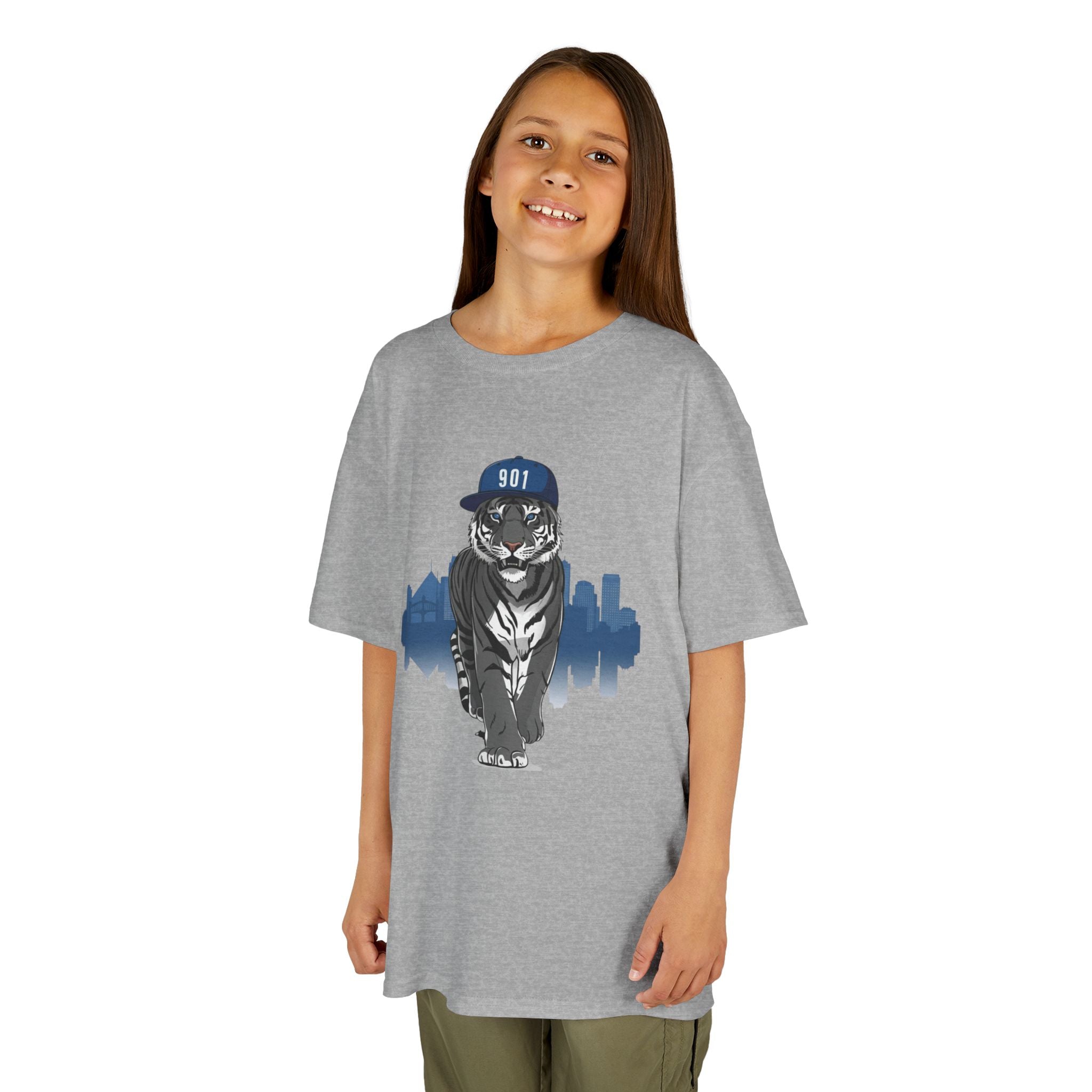 Tiger Walk Kids Tee — Cool Urban Cat Graphic T-Shirt with Cap