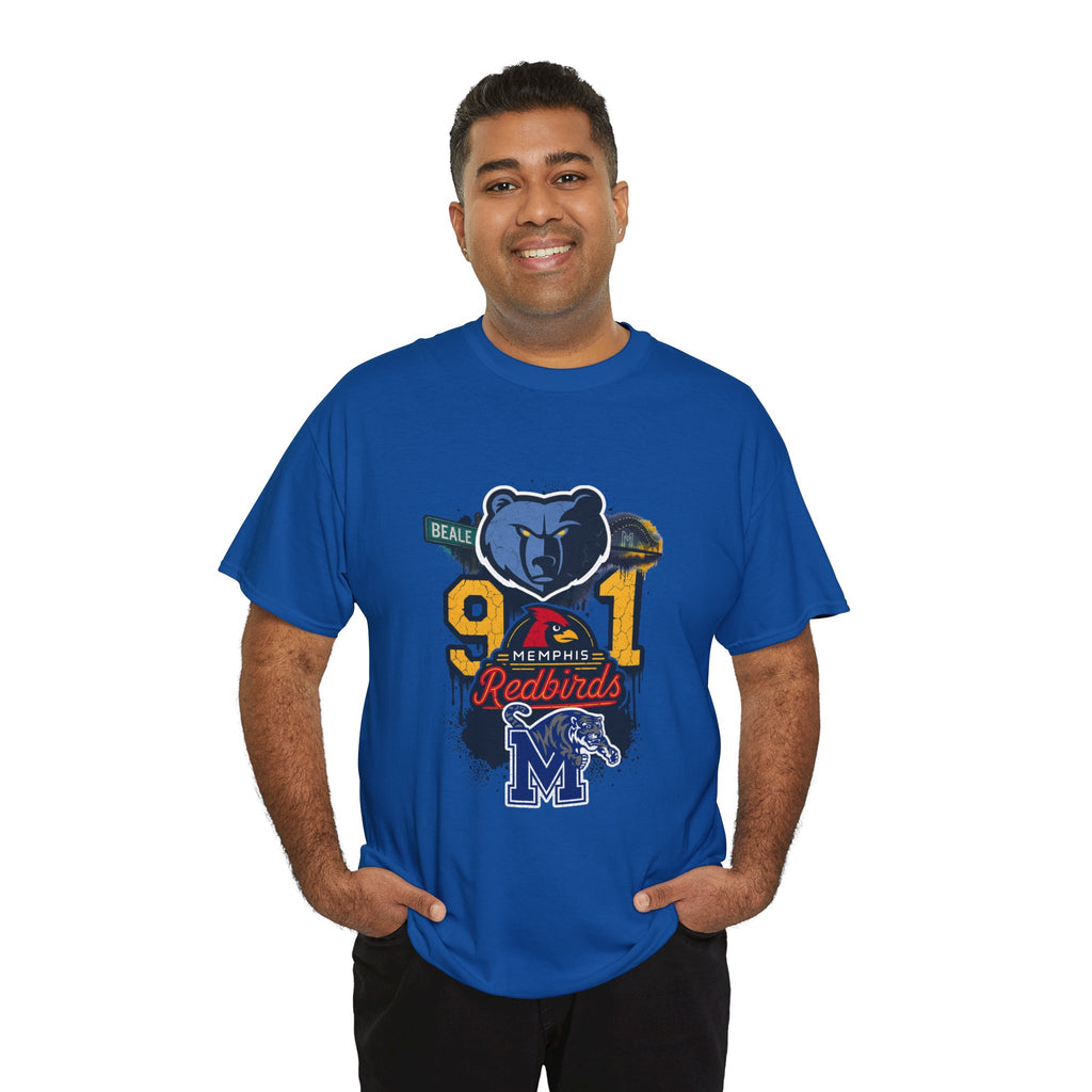 Memphis Sports Collage T-Shirt — 901 Redbirds & Grizzlies Graphic Tee