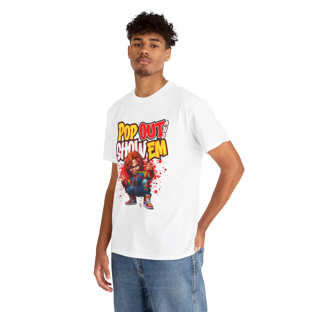 Pop Out & Show ’Em T-Shirt — Creepy Doll Graphic Tee