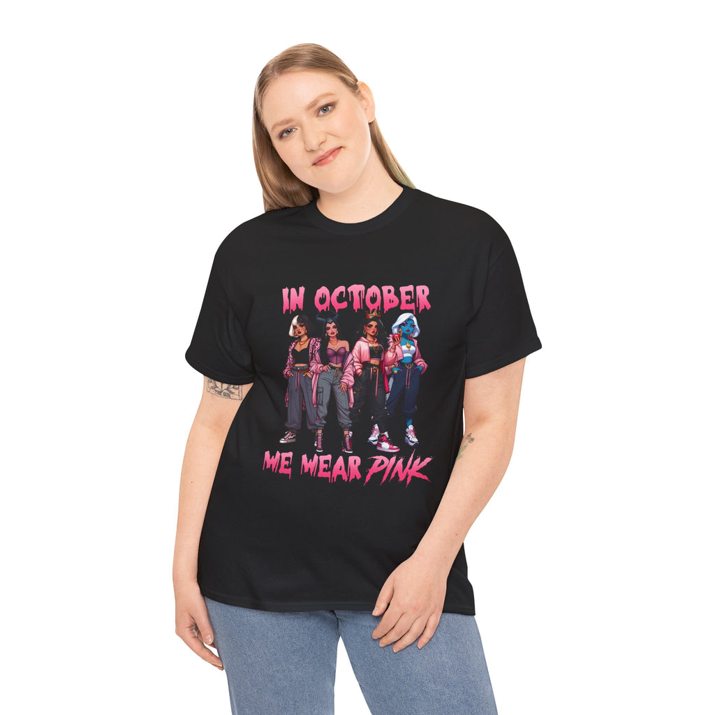 In October We Wear Pink T-Shirt — Breast Cancer Awareness Graphic Tee