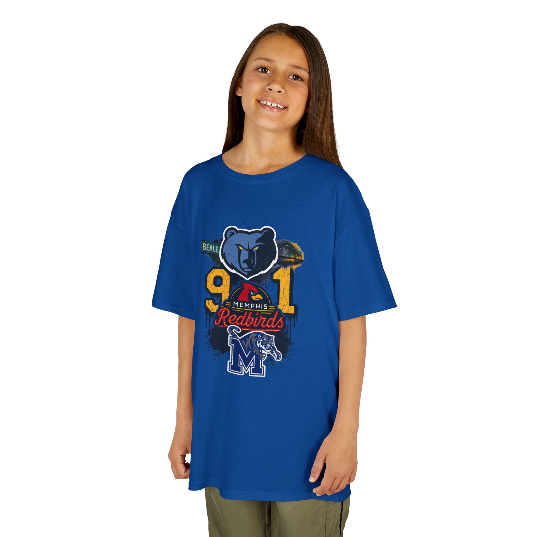 Kids Sports Mascot Tee — '901 Redbirds & M Logo Graphic