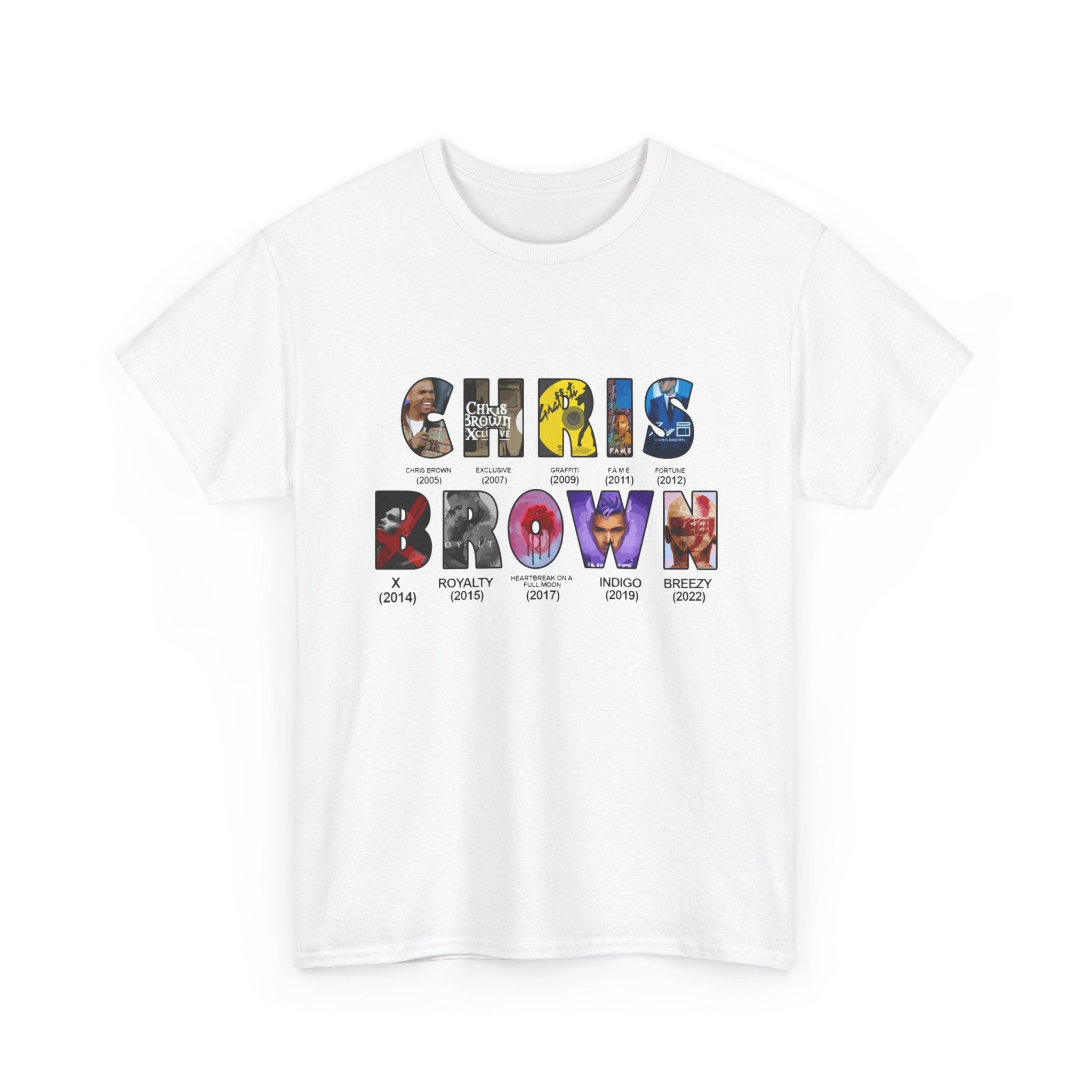Chris Brown Collage Tee — R&B Artist Photo Letter Graphic T-Shirt